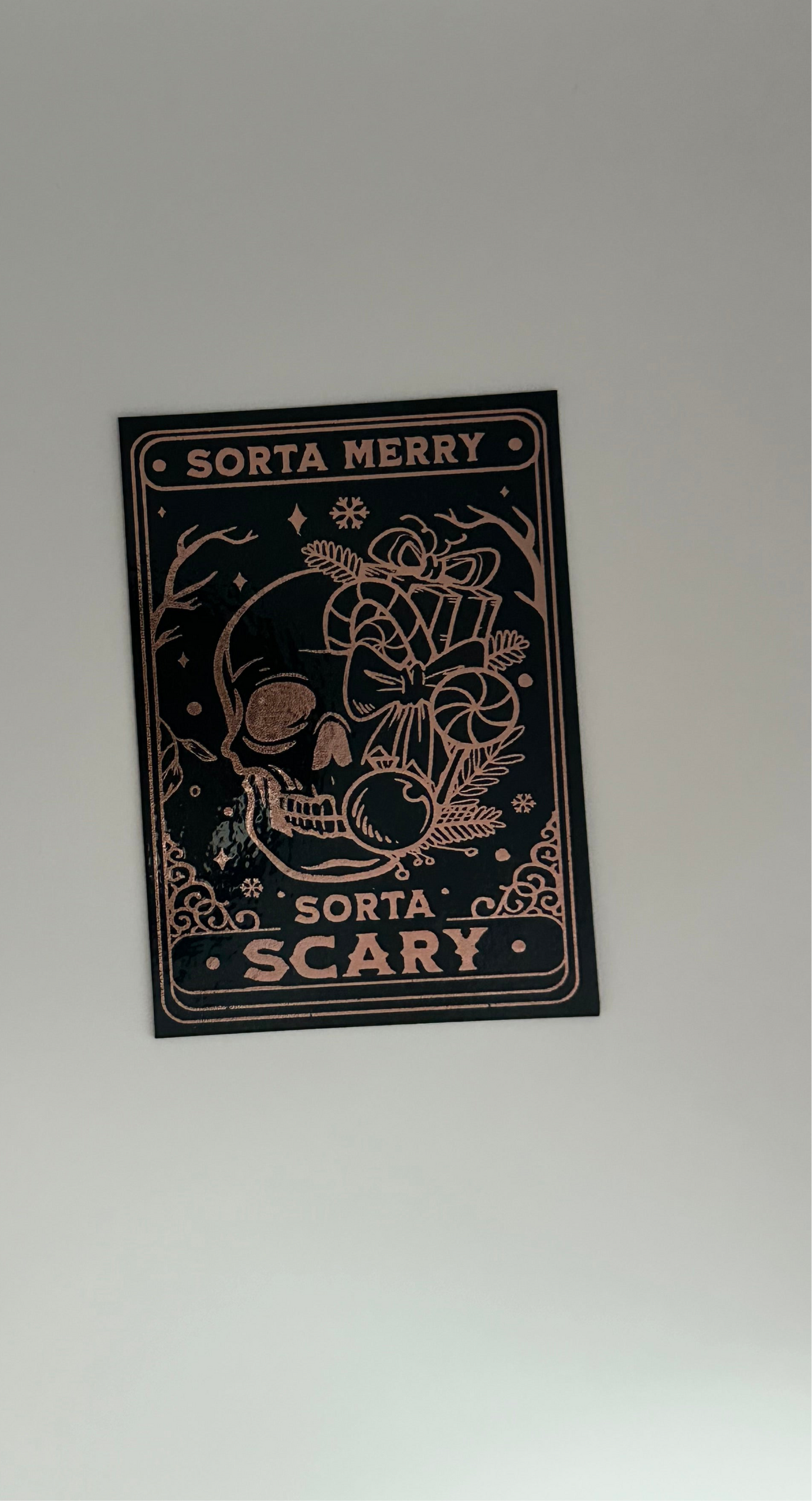 The Xmas Skull Tarot Card - Foil Bookmark - (Rose Gold)