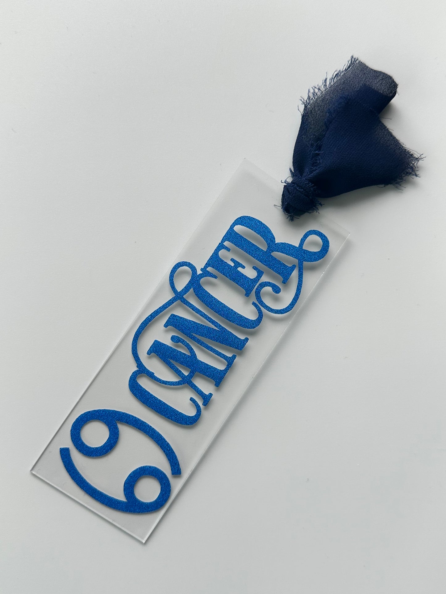 Zodiac - Cancer - Acrylic Bookmark (Blue Glitter)
