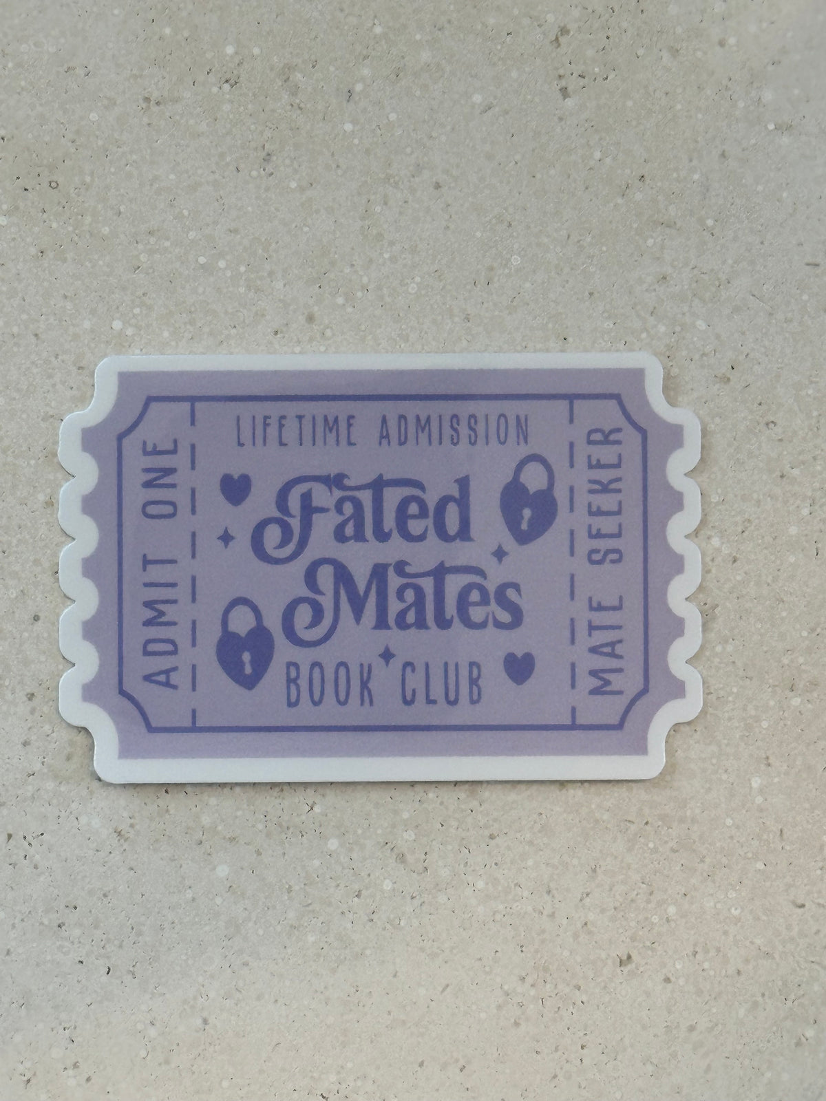 Fated Mates Book Club Trope Ticket - Purple - Sticker