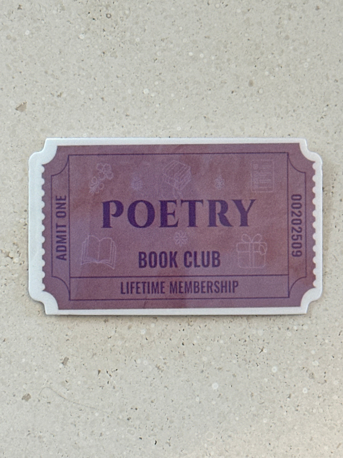 Poetry Book Club Ticket - Sticker