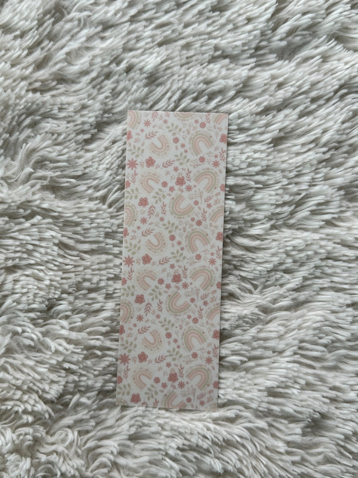 Rainbows & Flowers (Beige BG) - Bookmark