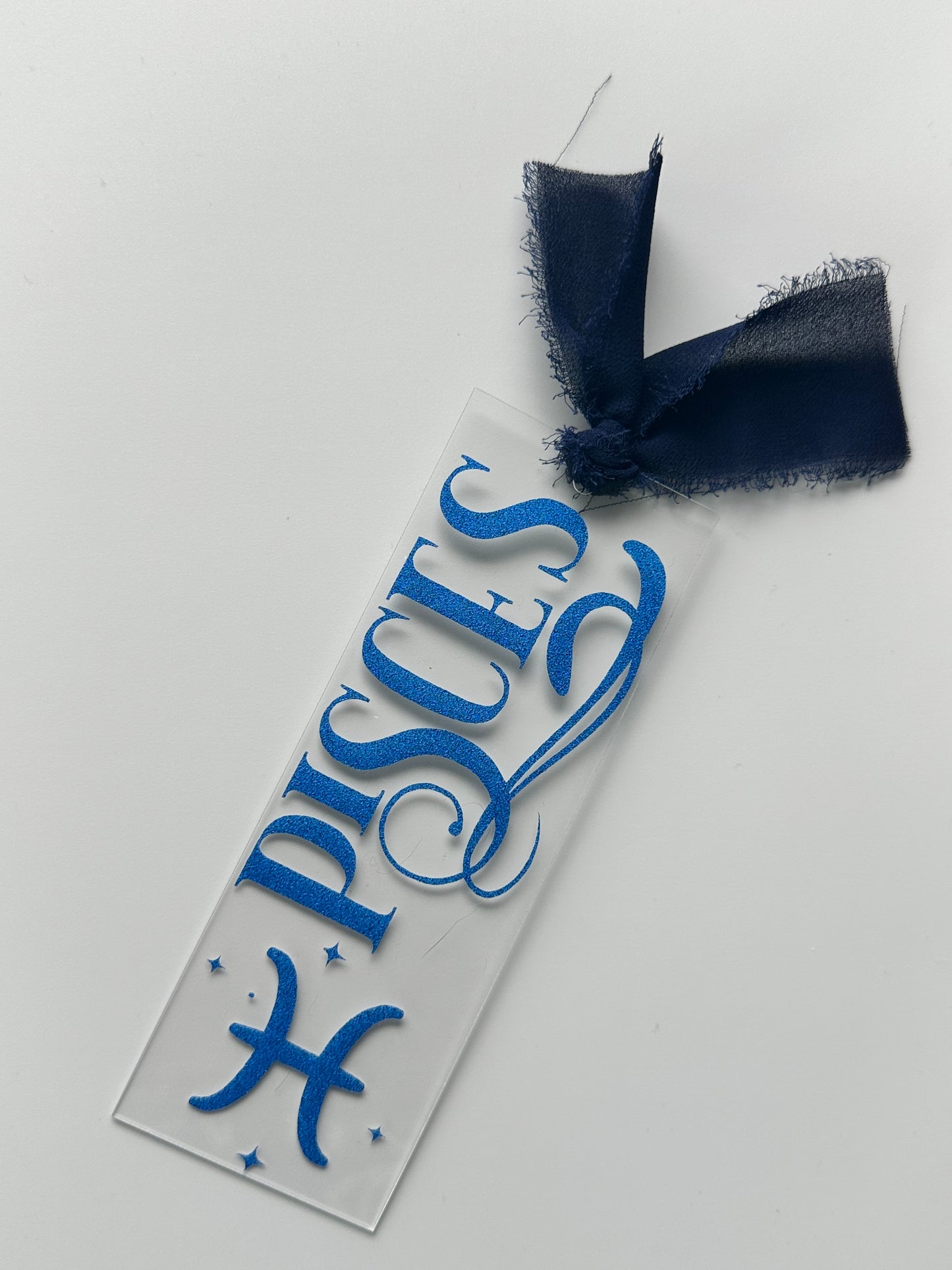 Zodiac - Pisces - Acrylic Bookmark (Blue Glitter)
