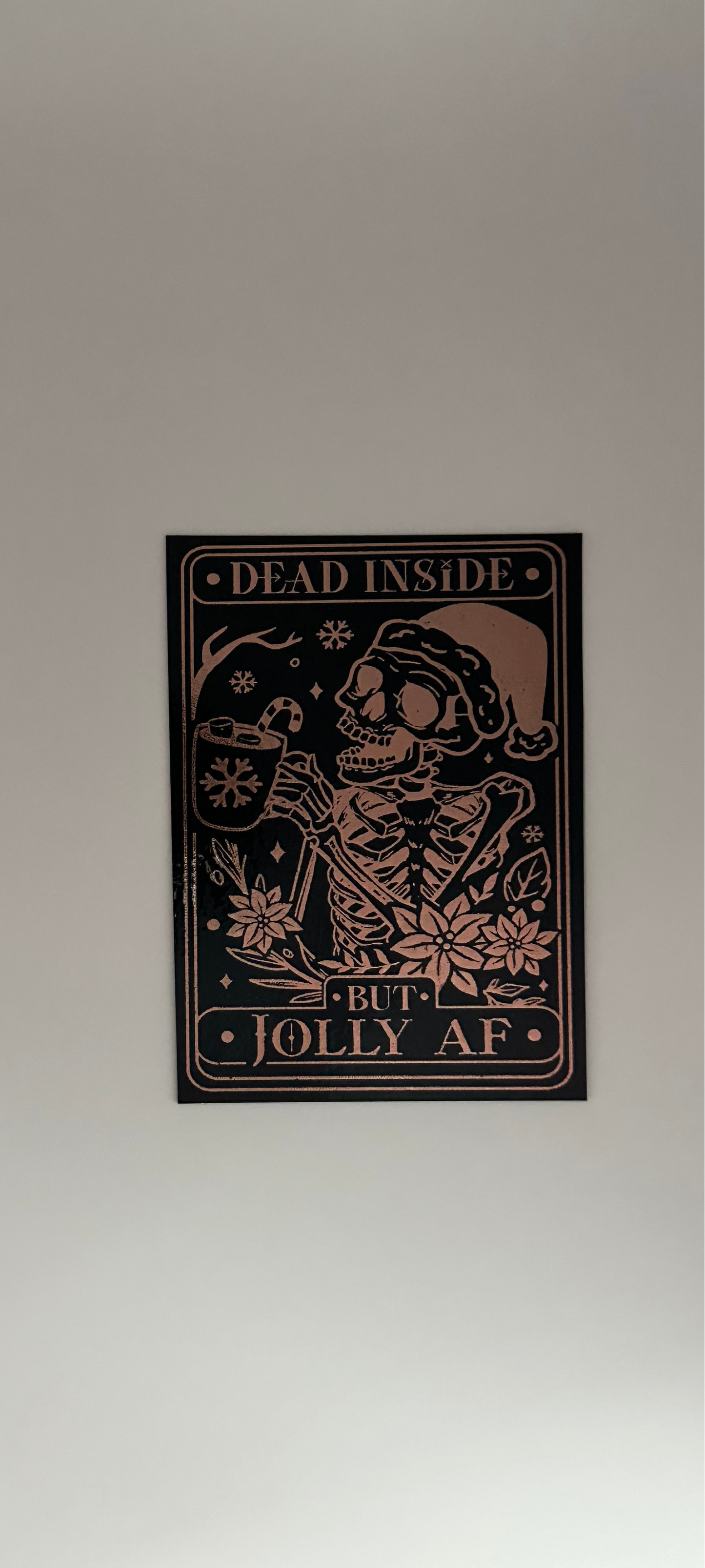 The Jolly AF Skull Tarot Card - Foil Bookmark - (Rose Gold)