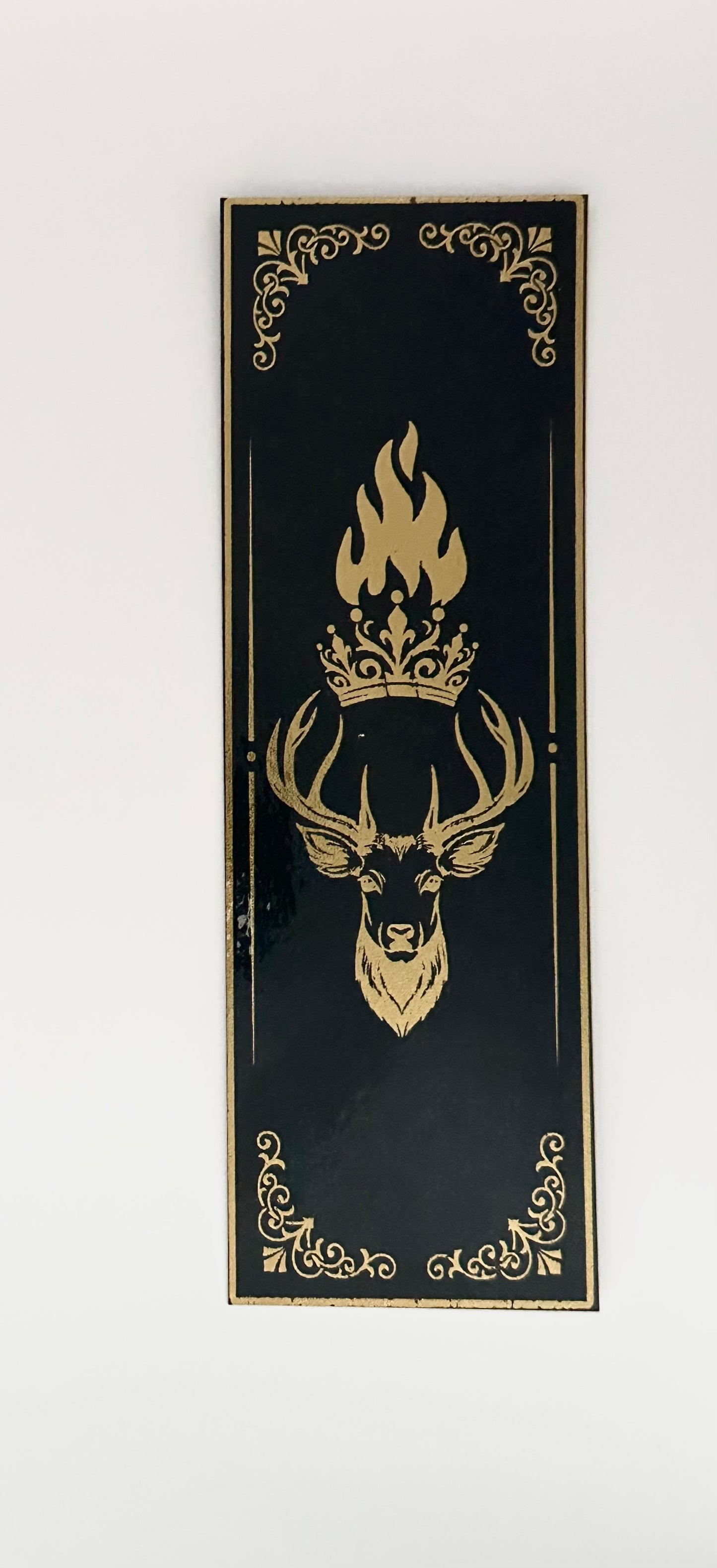 Stag, Crown, Flame - Foil Bookmark - (Gold)