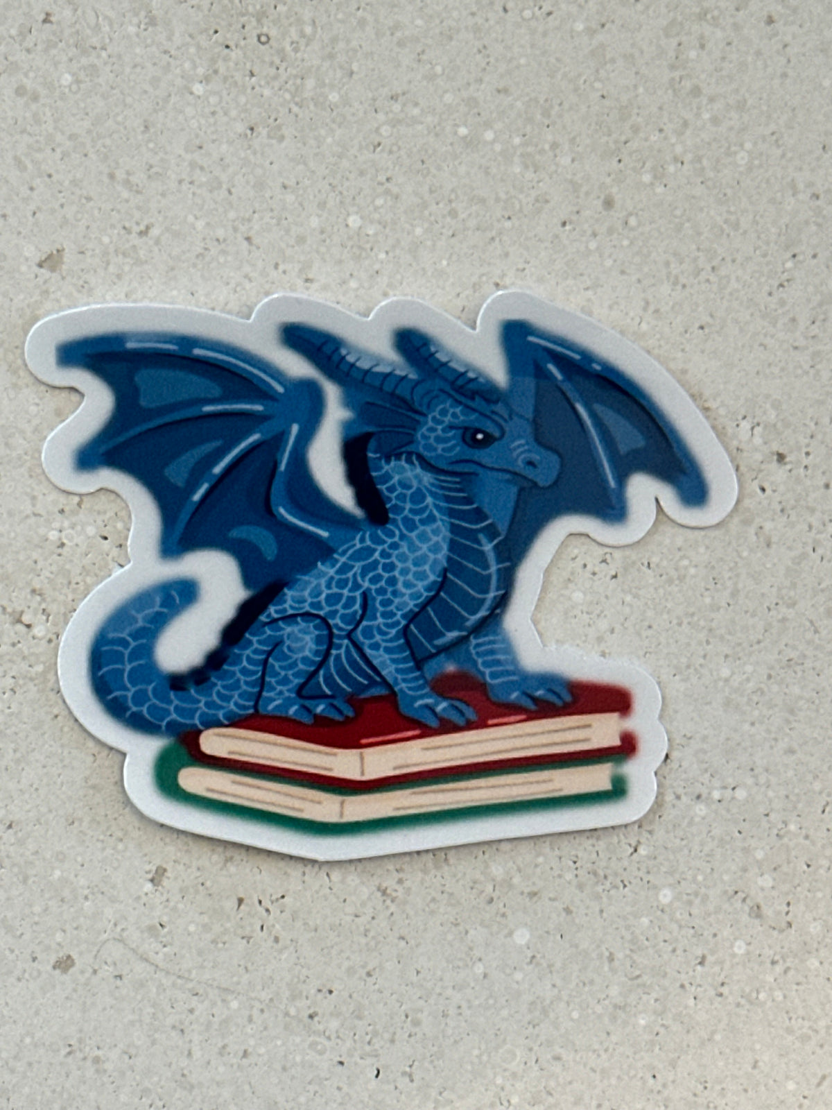 Blue Dragon Book Stack - Sticker