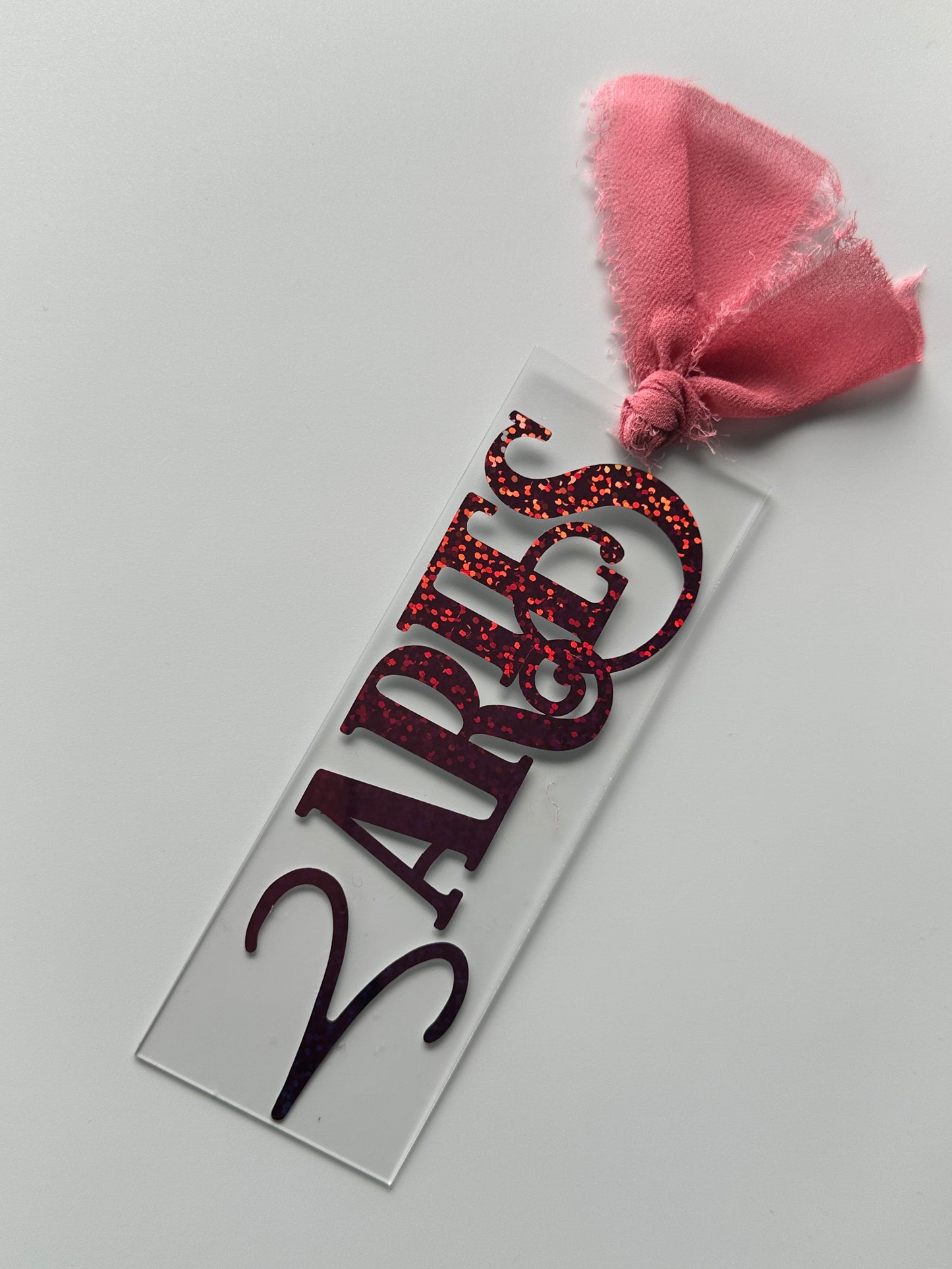 Zodiac - Aries - Acrylic Bookmark (Pink Holographic Glitter)