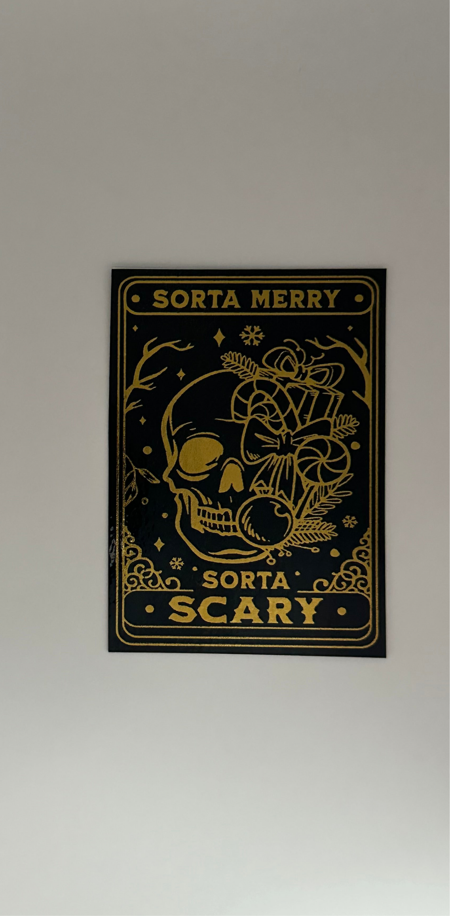 The Xmas Skull Tarot Card - Foil Bookmark - (Gold)