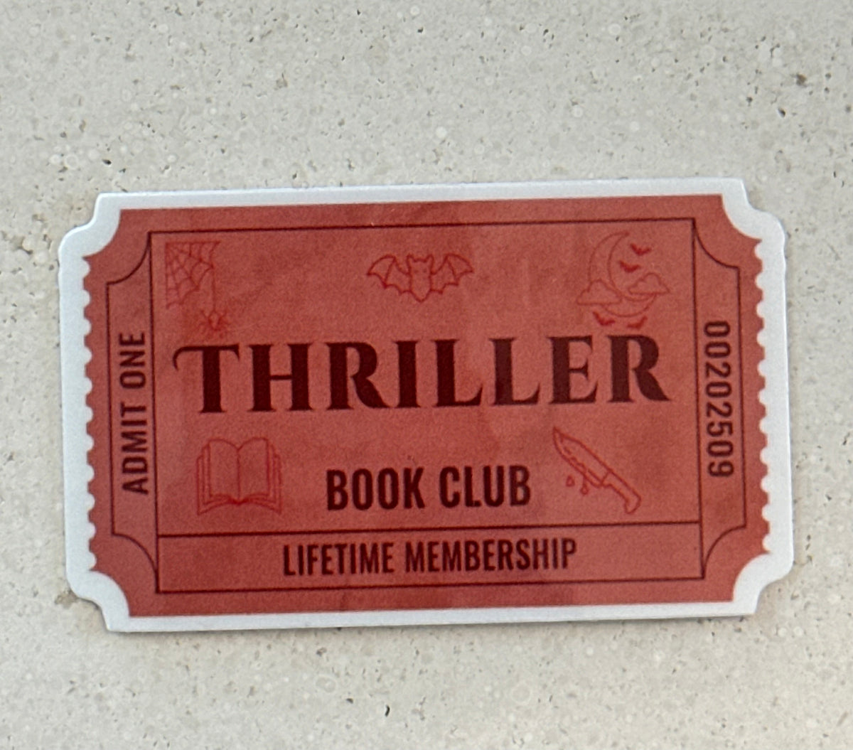 Thriller Book Club Ticket - Sticker