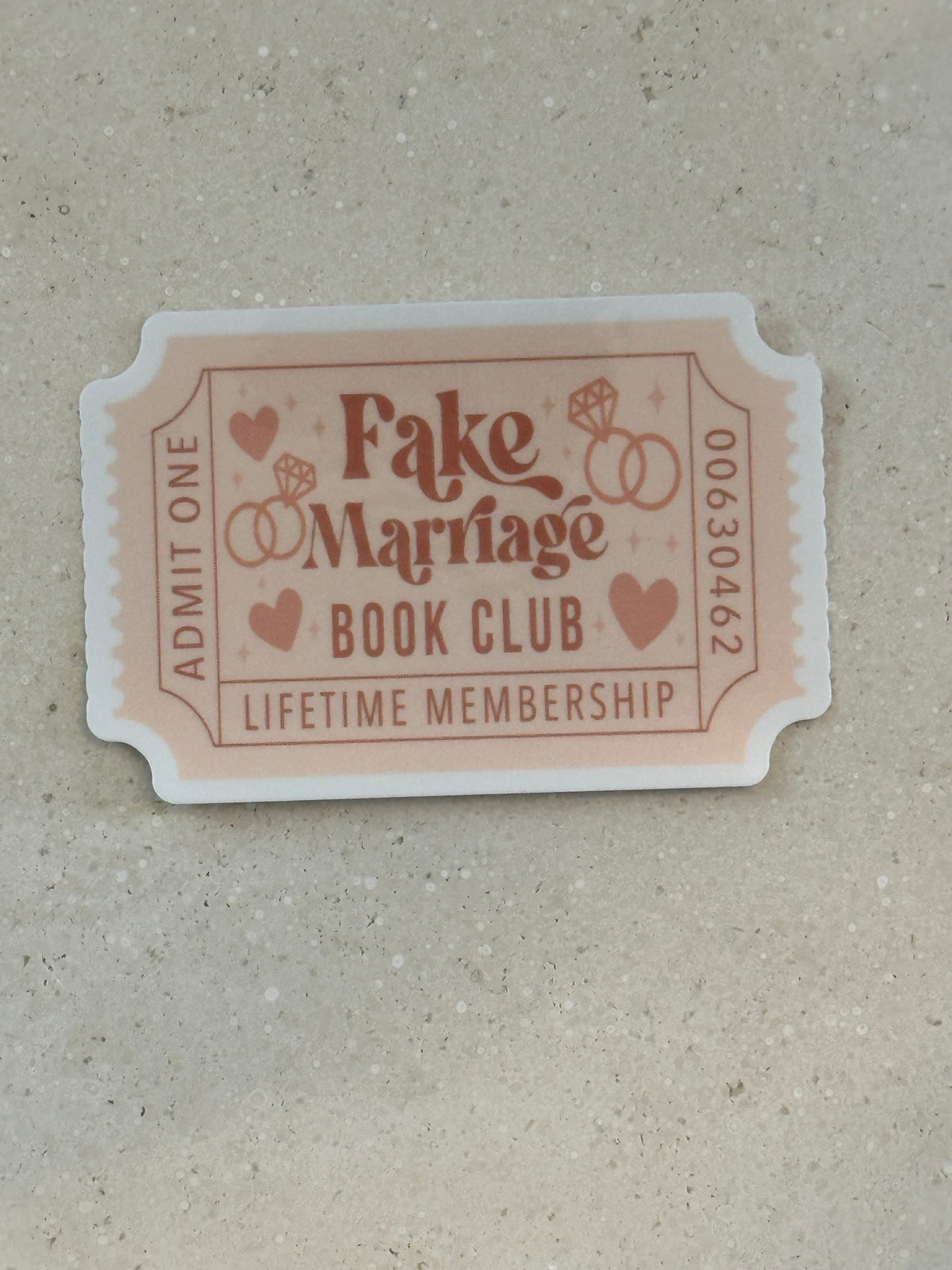 Fake Marriage Book Club Trope Ticket - Sticker