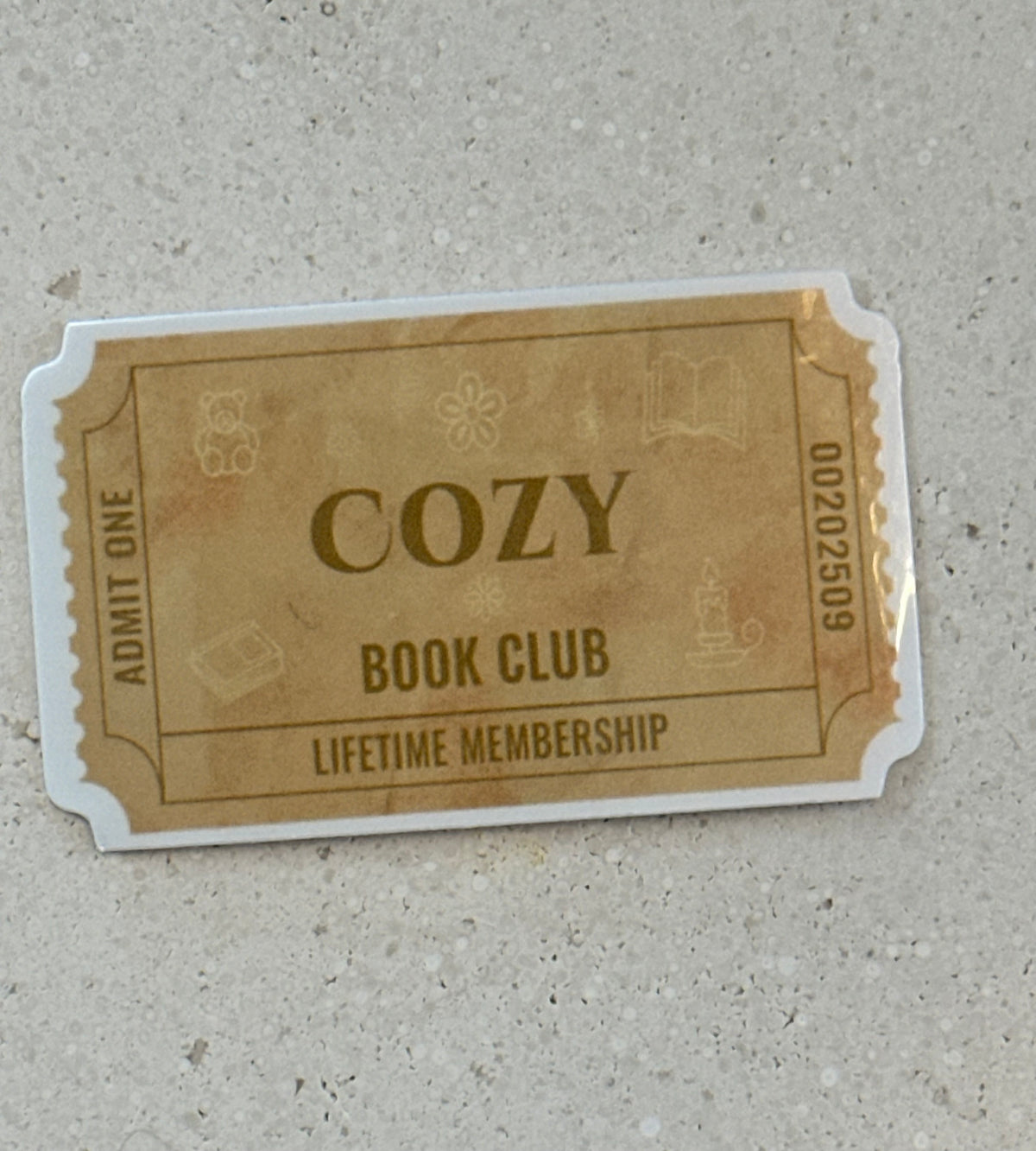 Cozy Book Club Ticket - Sticker