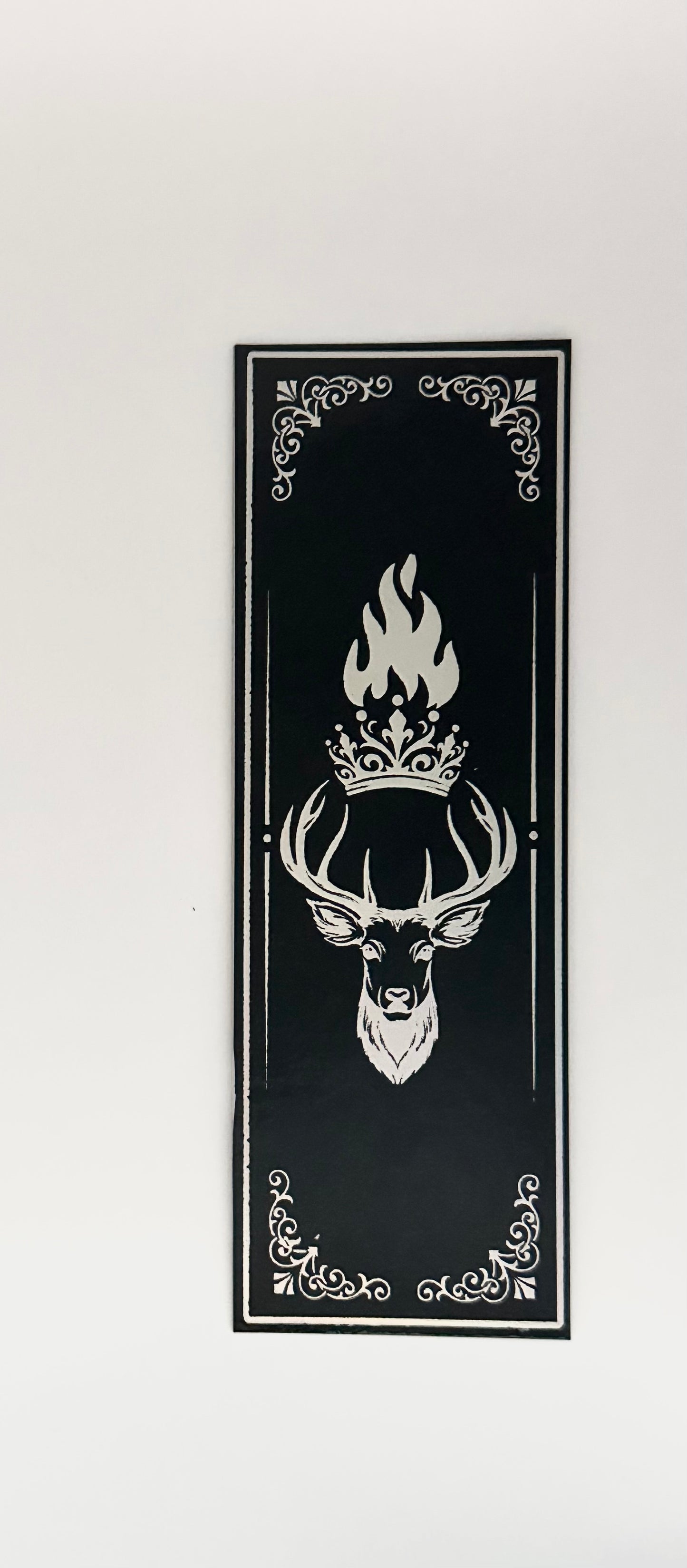 Stag, Crown, Flame - Foil Bookmark - (Silver Holographic)
