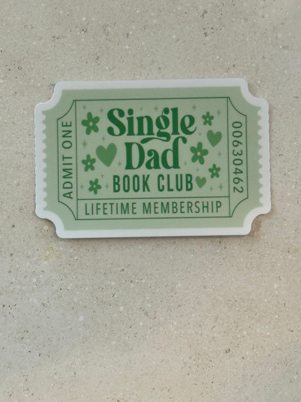 Single Dad Book Club Trope Ticket - Sticker