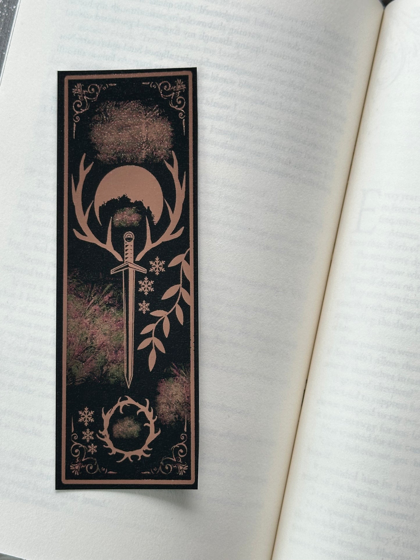 Sword, Antlers, Frost - Foil Bookmark - (Rose Gold)