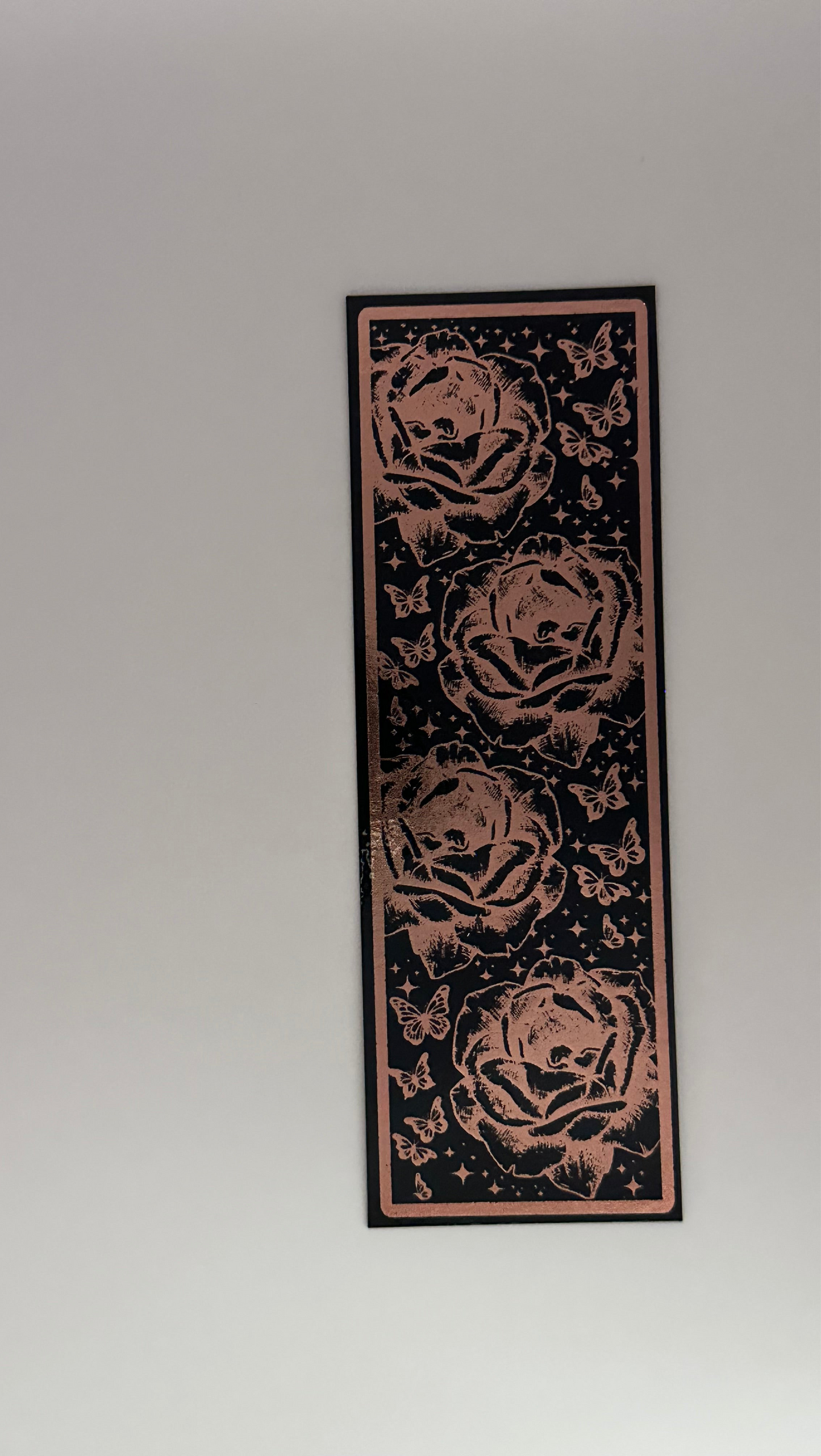 Rose & Butterfly - Foil Bookmark - (Rose Gold)