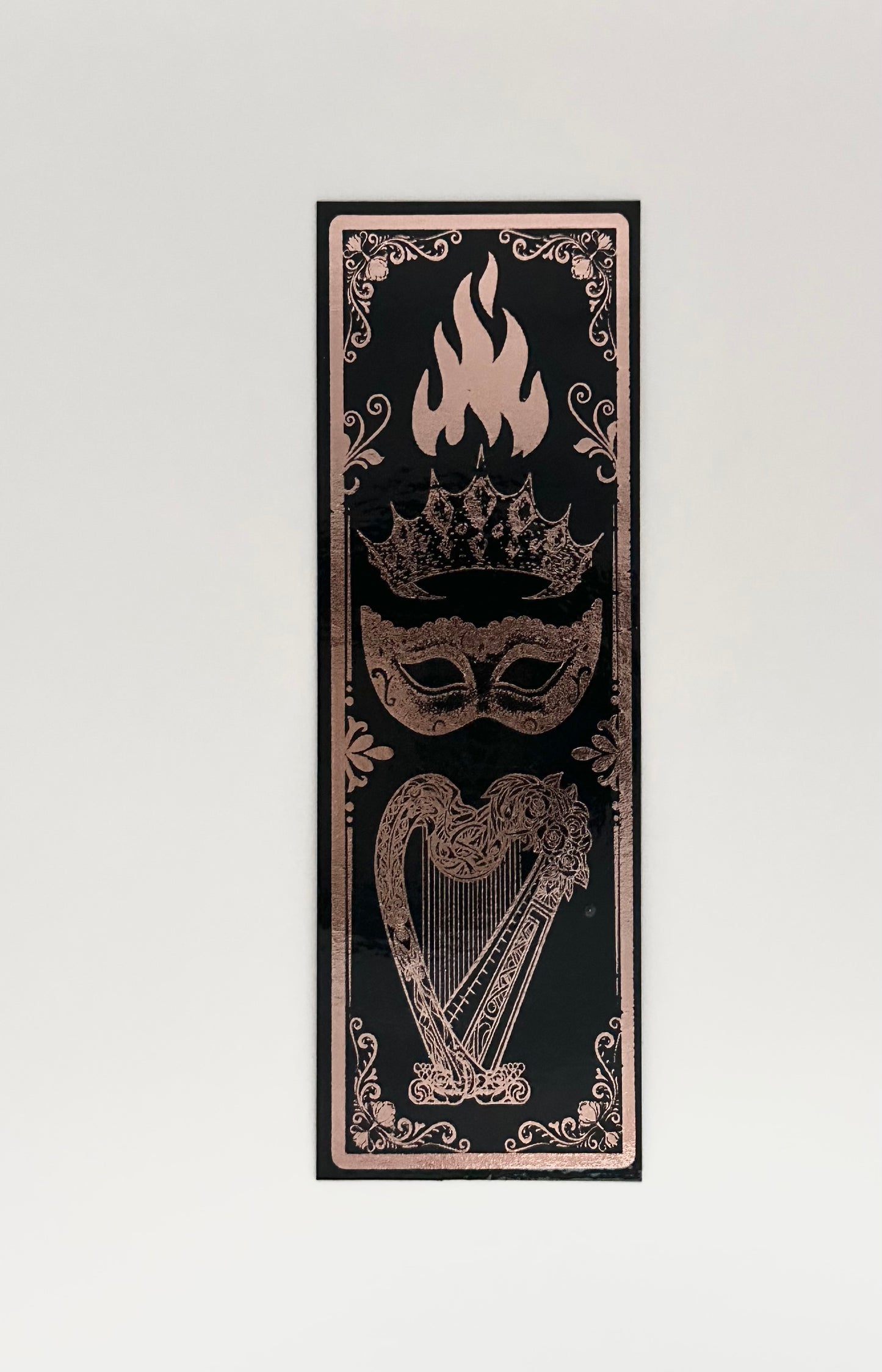 Crown, Mask, Harp, Flames - Foil Bookmark - (Rose Gold)