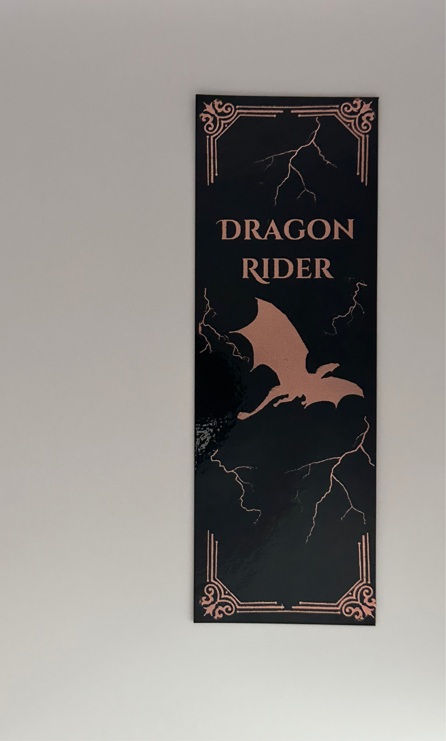 Dragon Rider - Foil Bookmark - (Rose Gold)