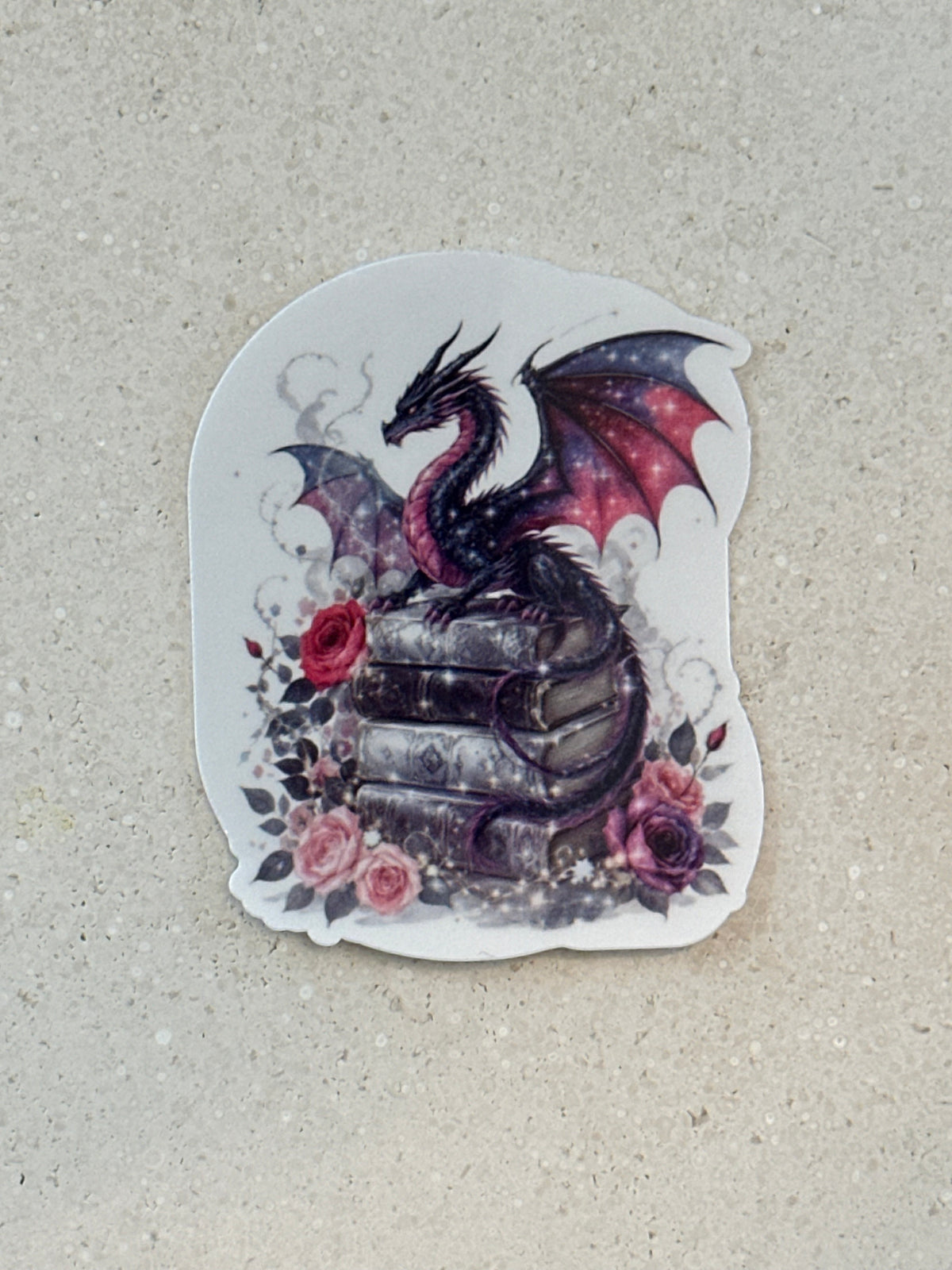 Bookish Dragon - Pink & Black - Sticker