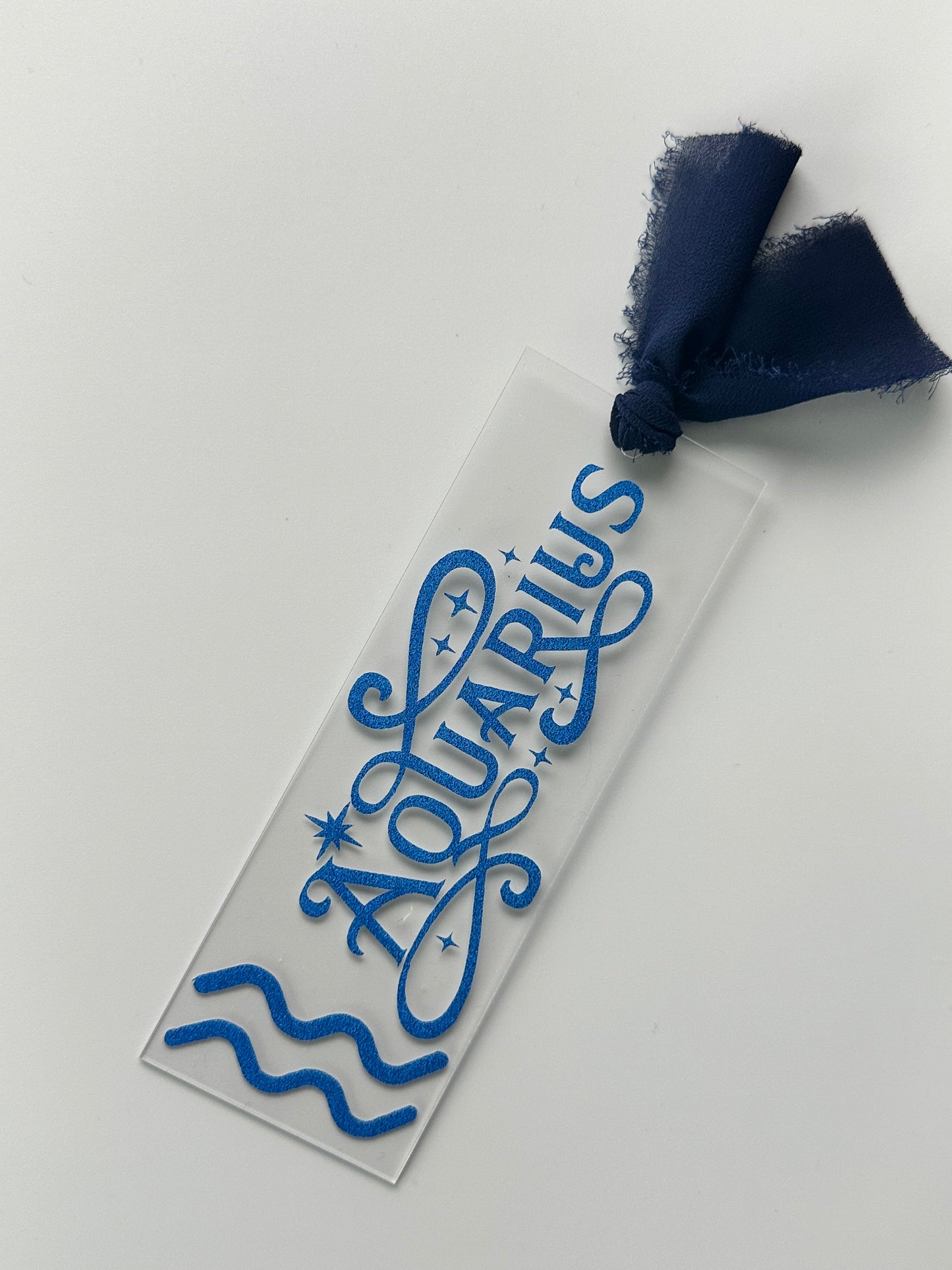 Zodiac - Aquarius - Acrylic Bookmark (Blue Glitter)