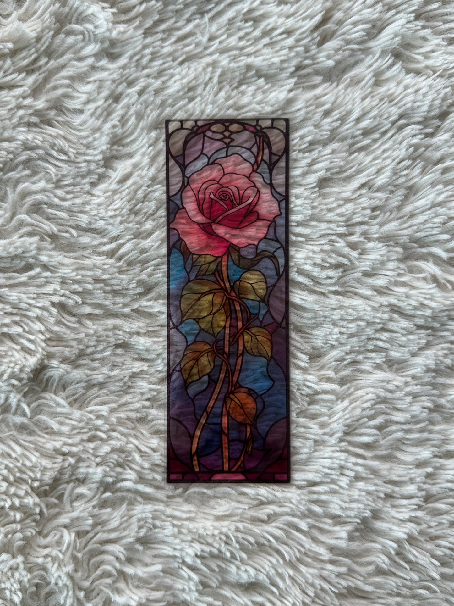 Stained Glass Style Rose - Bookmark (16)