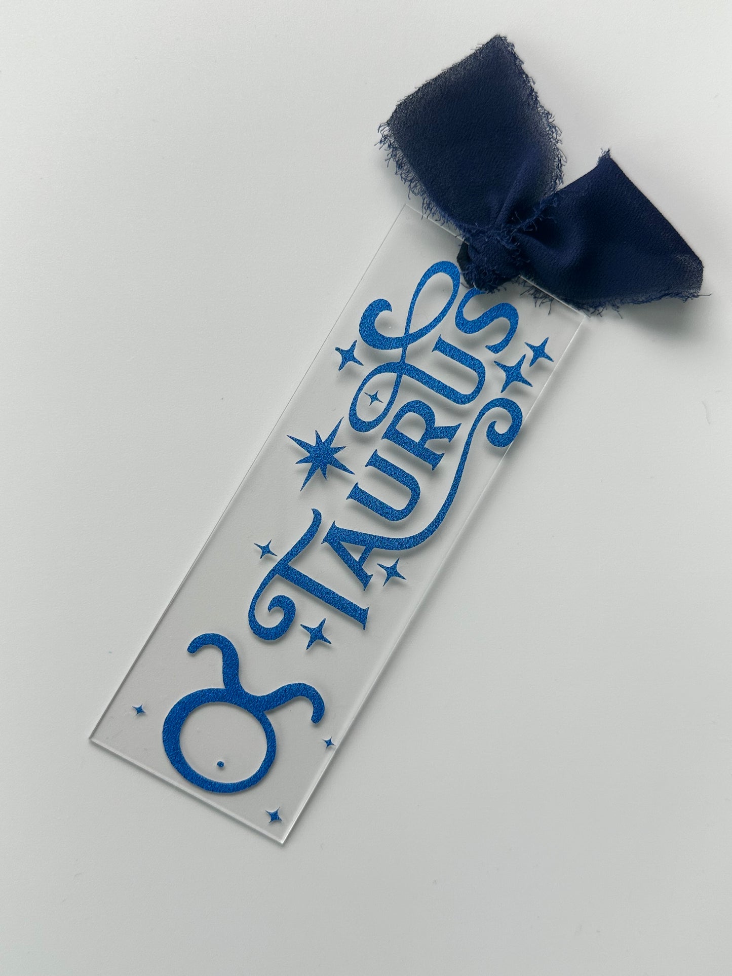 Zodiac - Taurus - Acrylic Bookmark (Blue Glitter)