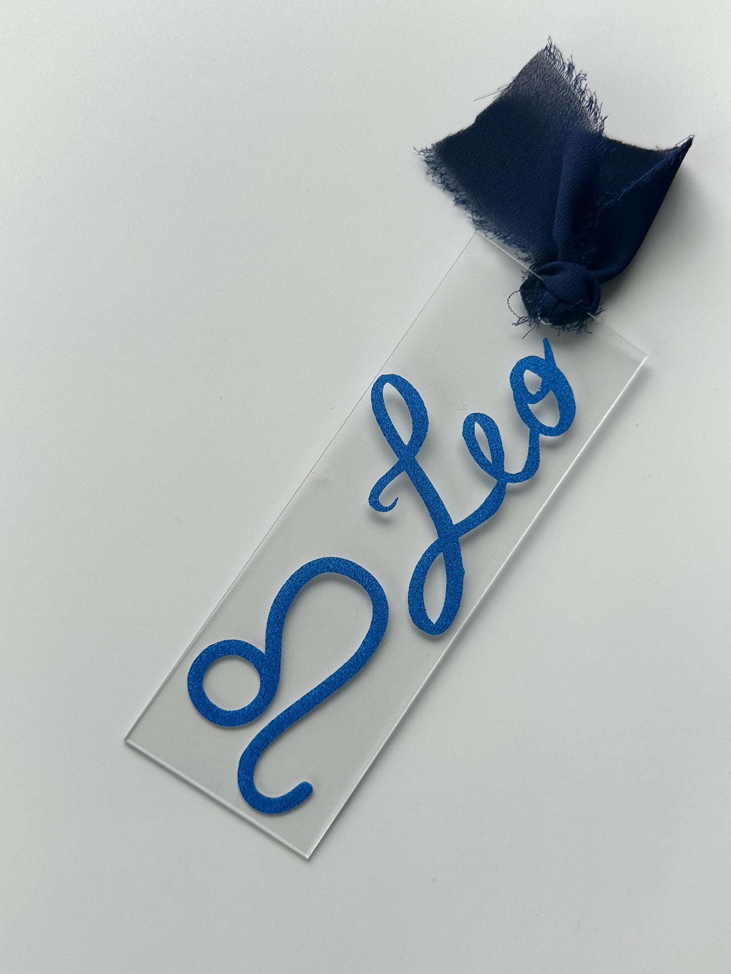 Zodiac - Leo - Acrylic Bookmark (Blue Glitter)