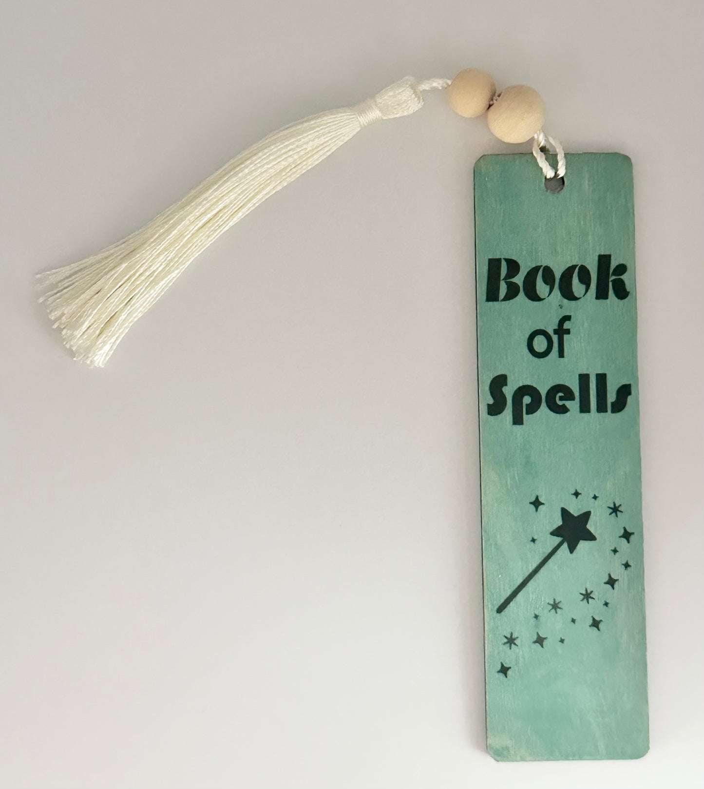 Book Of Spells - Wood Bookmark - (Antique Aqua)