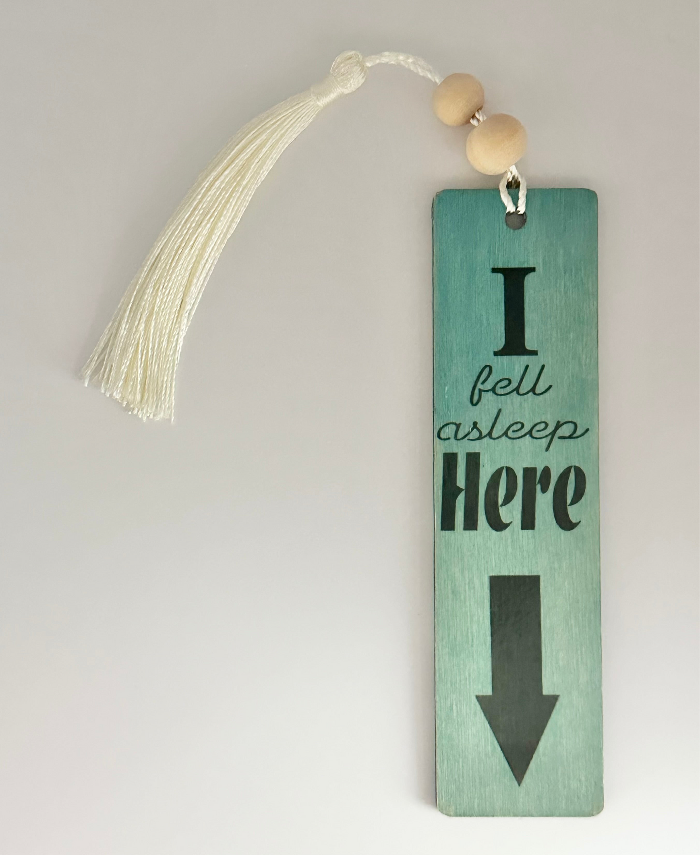 I Fell Asleep Here - Wood Bookmark - (Antique Aqua)