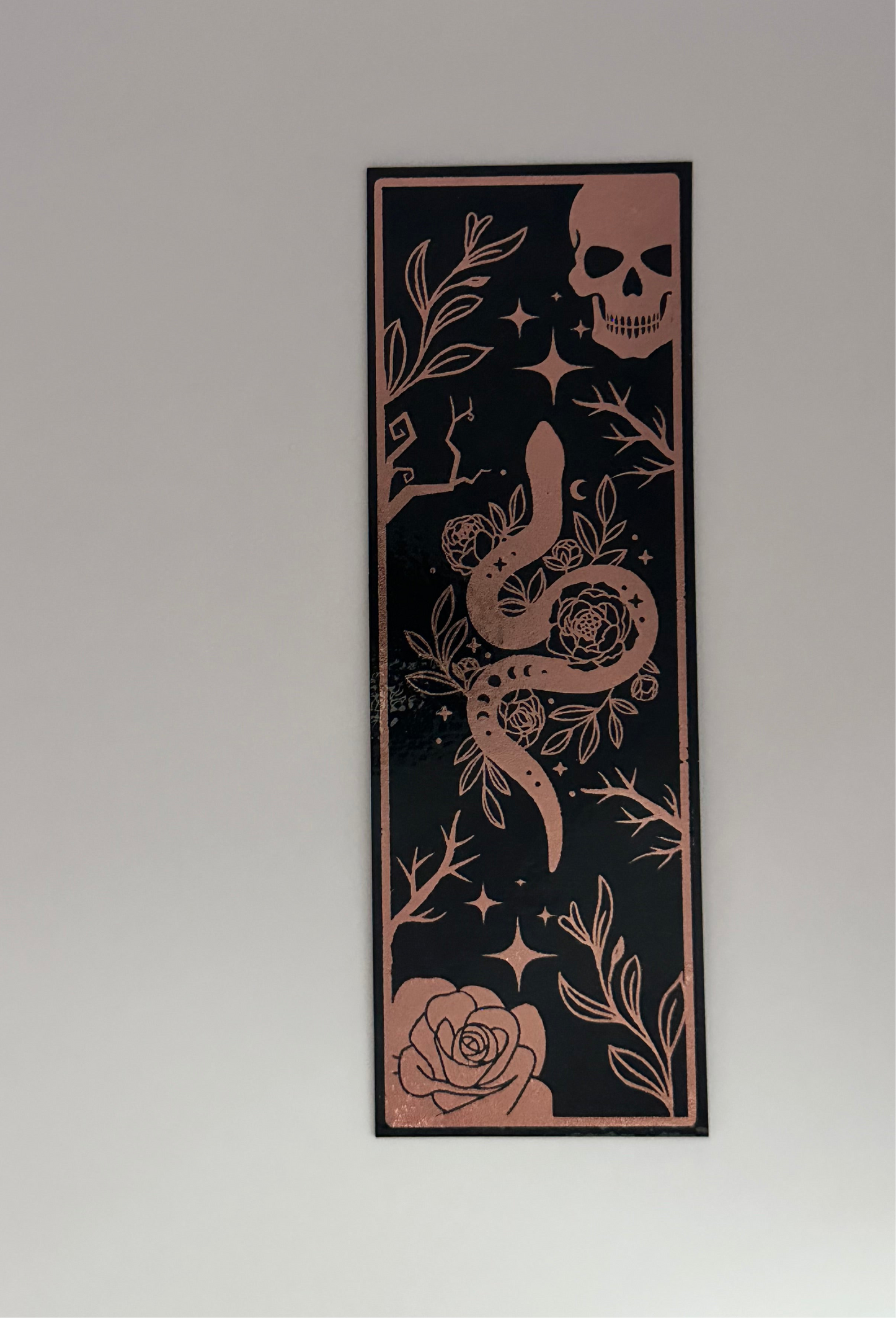 Snake & Skull - Foil Bookmark - (Rose Gold)