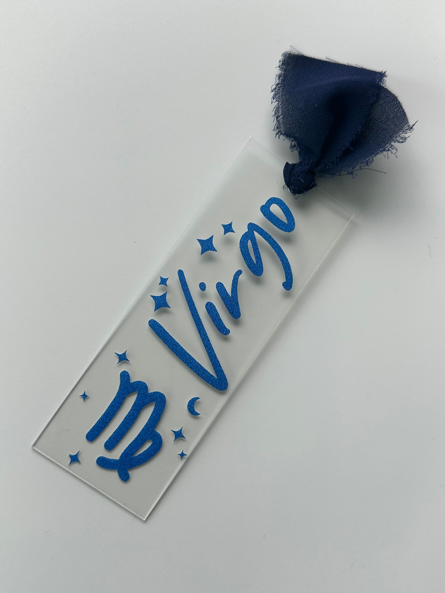 Zodiac - Virgo - Acrylic Bookmark (Blue Glitter)