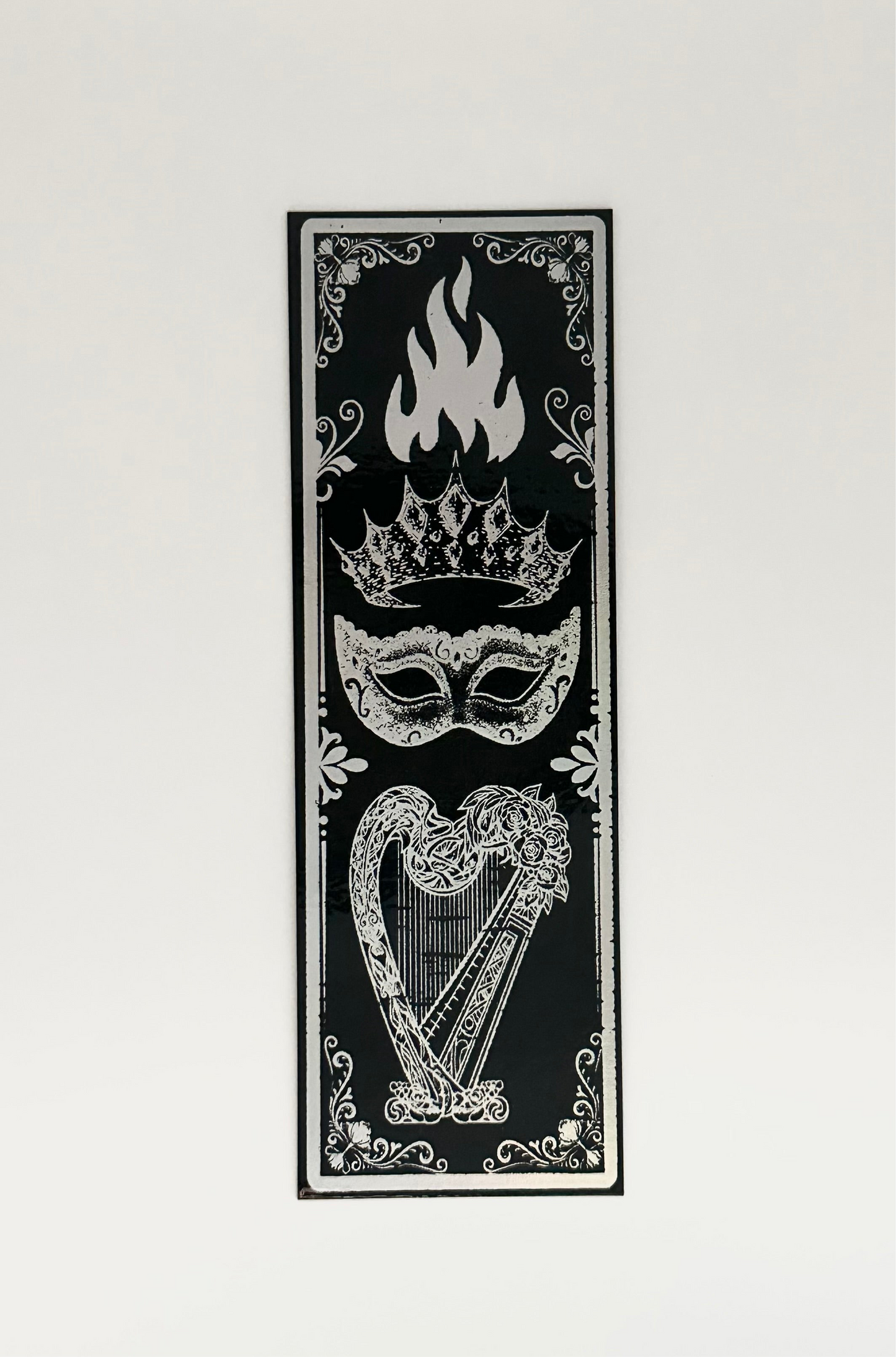 Crown, Mask, Harp, Flames - Foil Bookmark - (Silver Holographic)