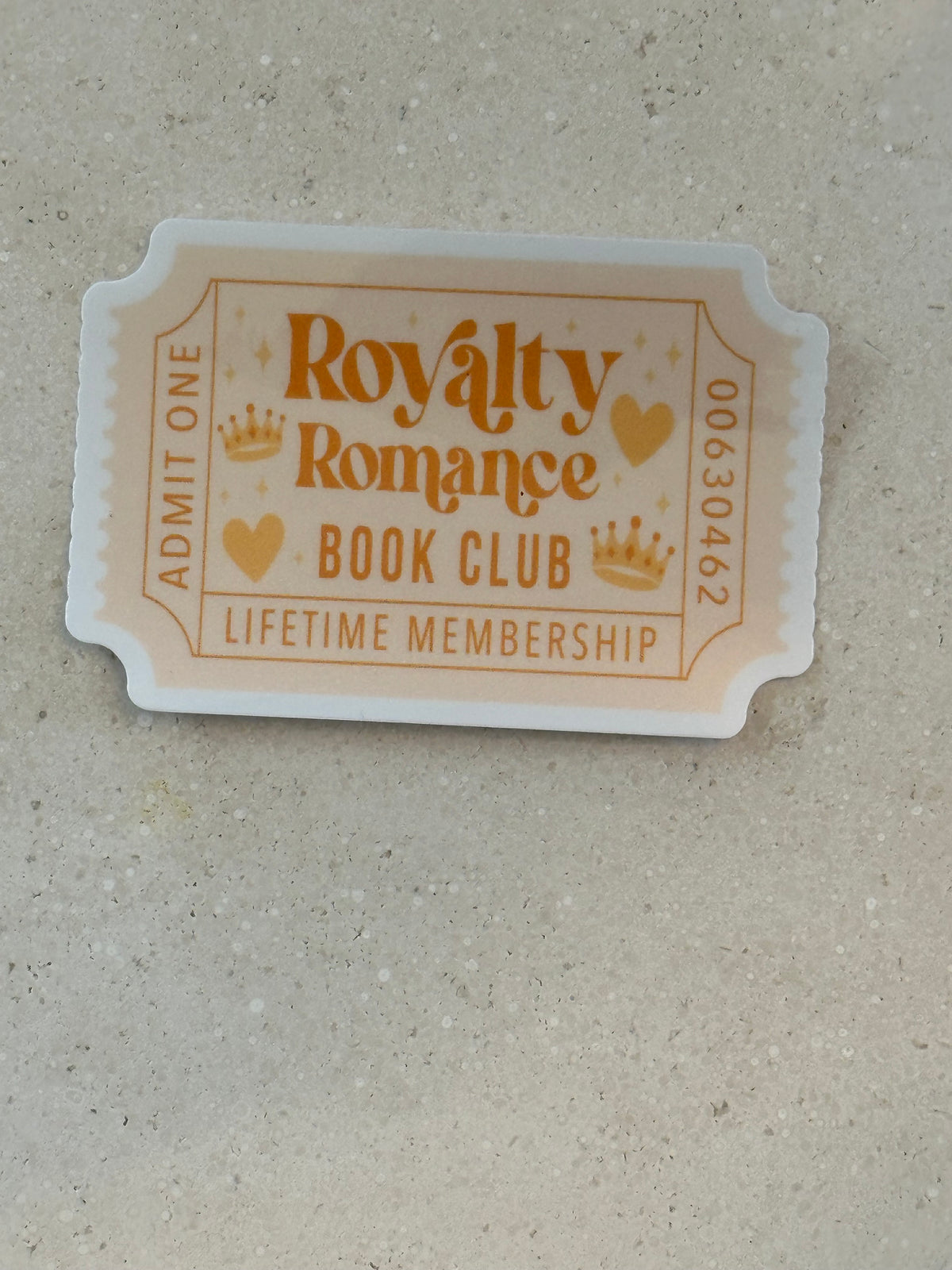Royalty Romance Book Club Trope Ticket - Sticker