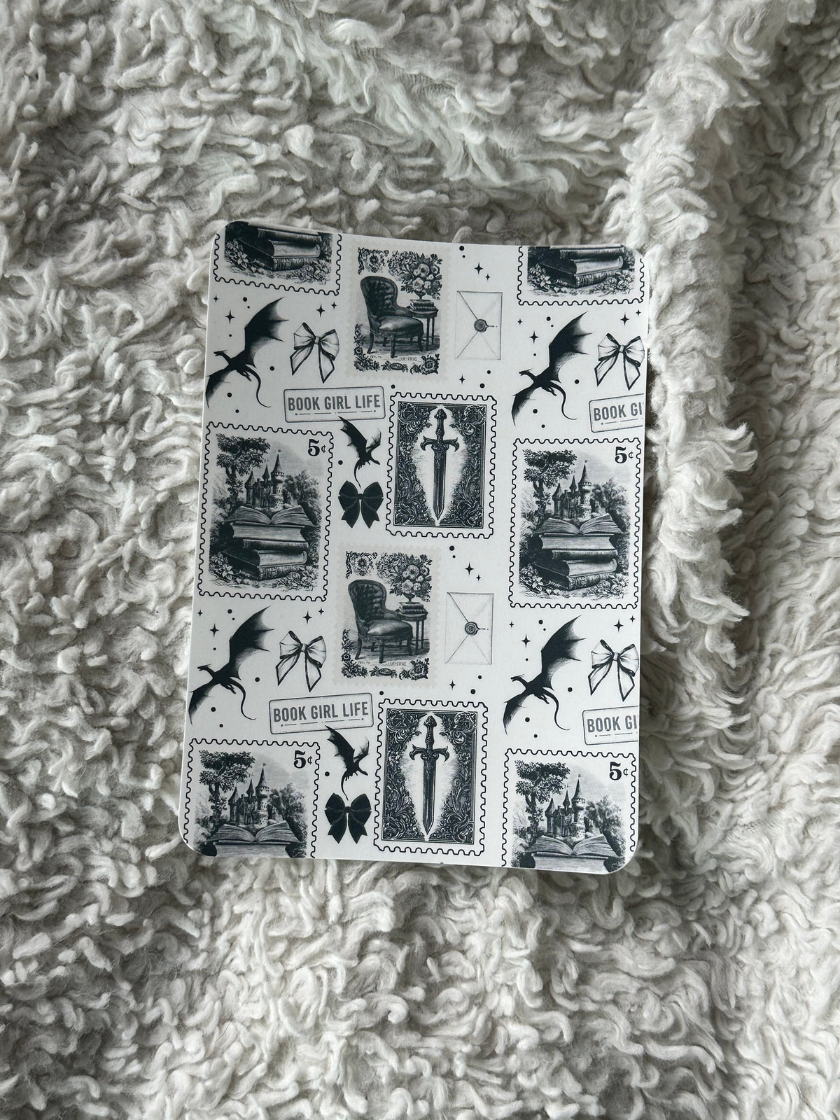 Dragon Rider - B&W - E-Reader Case Insert - Kindle Paper White 12th Gen 5” x 7”