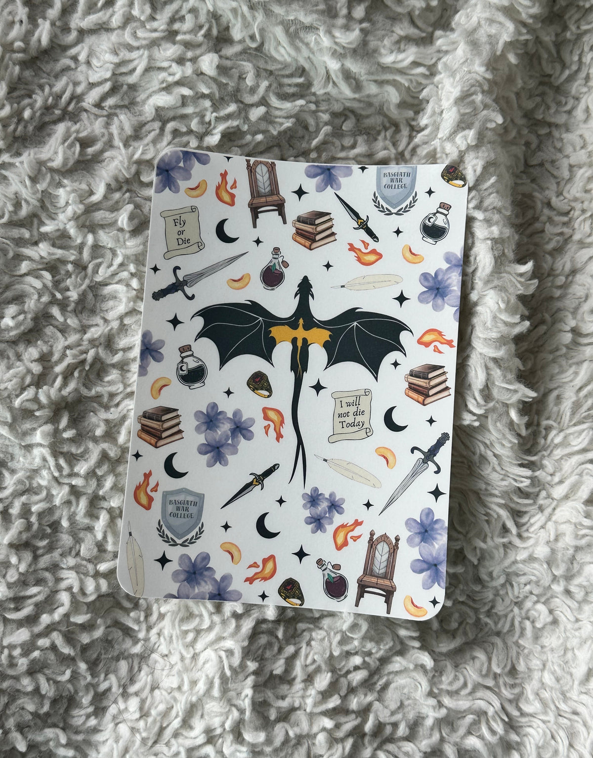 Fly Or Die - White - E-Reader Case Insert - Kindle Paper White 12th Gen 5” x 7”