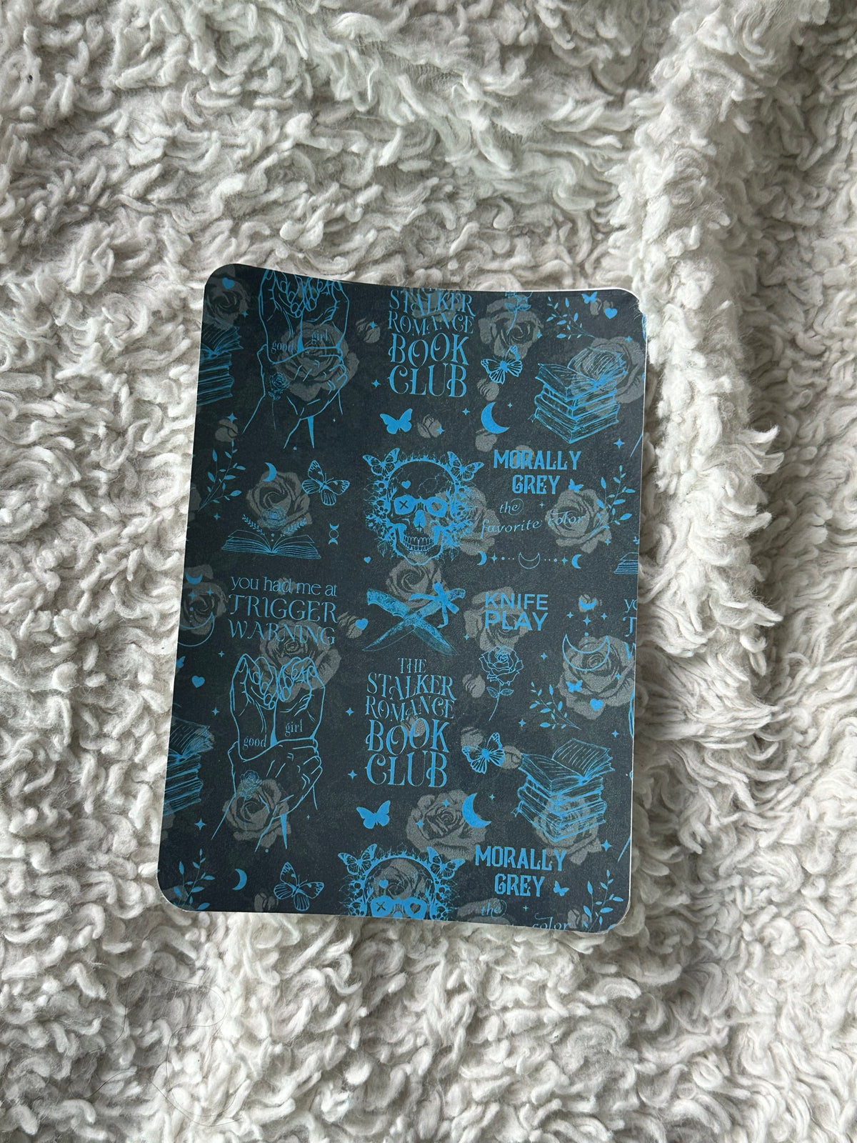 Stalker Romance Book Club - Blue & Black - E-Reader Case Insert - Kindle Paper White 12th Gen 5” x 7”