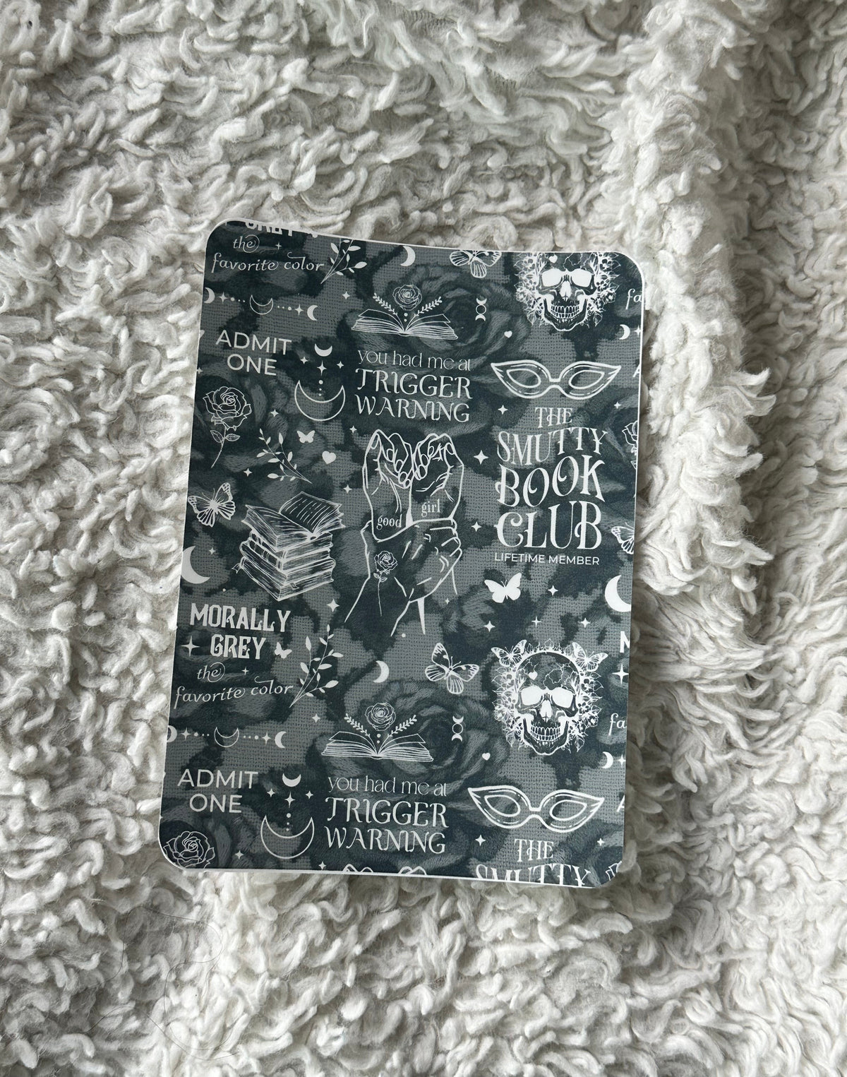 Smutty Book Club - B&W - E-Reader Case Insert - Kindle Paper White 12th Gen 5” x 7”