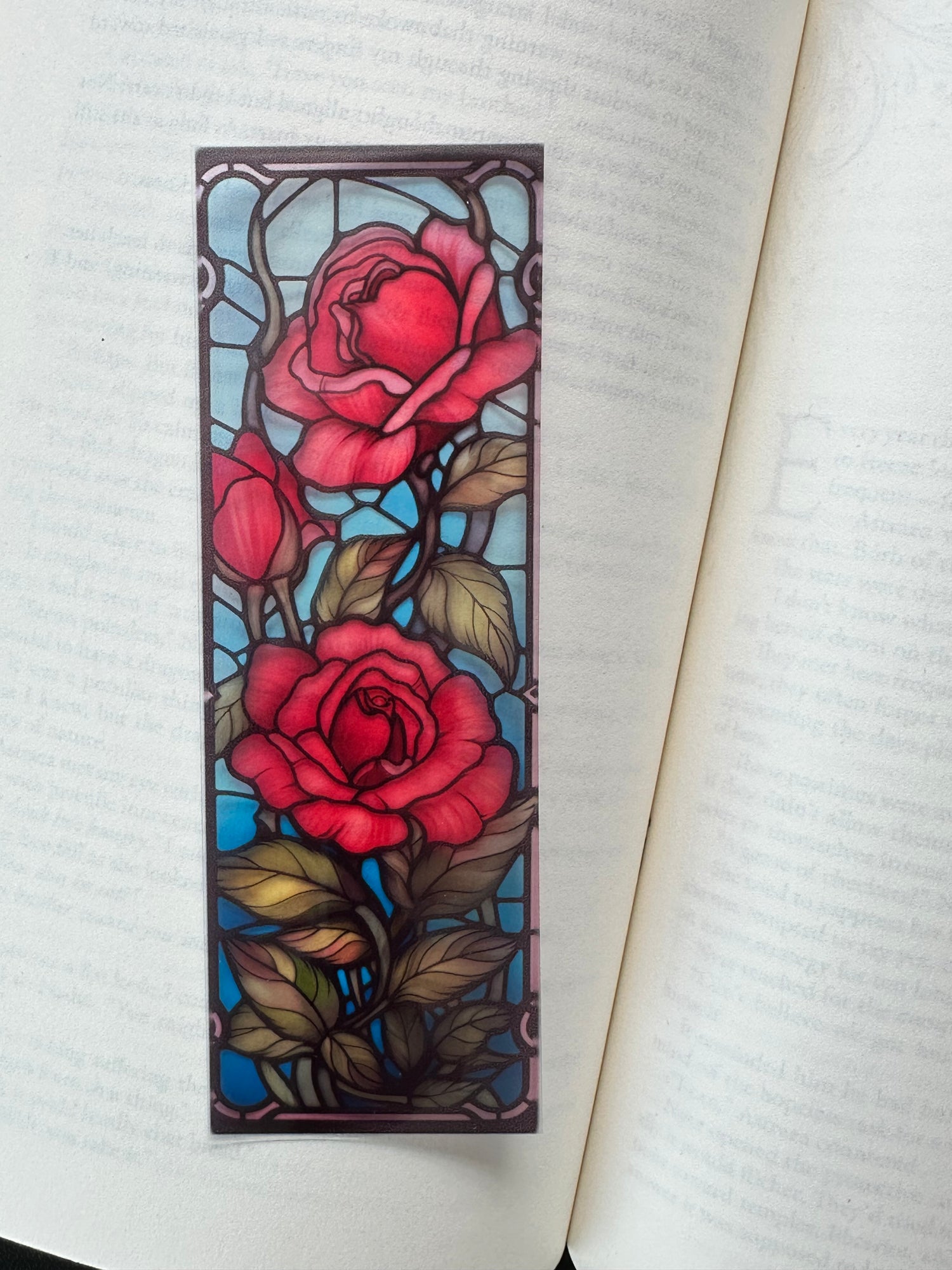 Stained Glass Style Rose Bookmarks