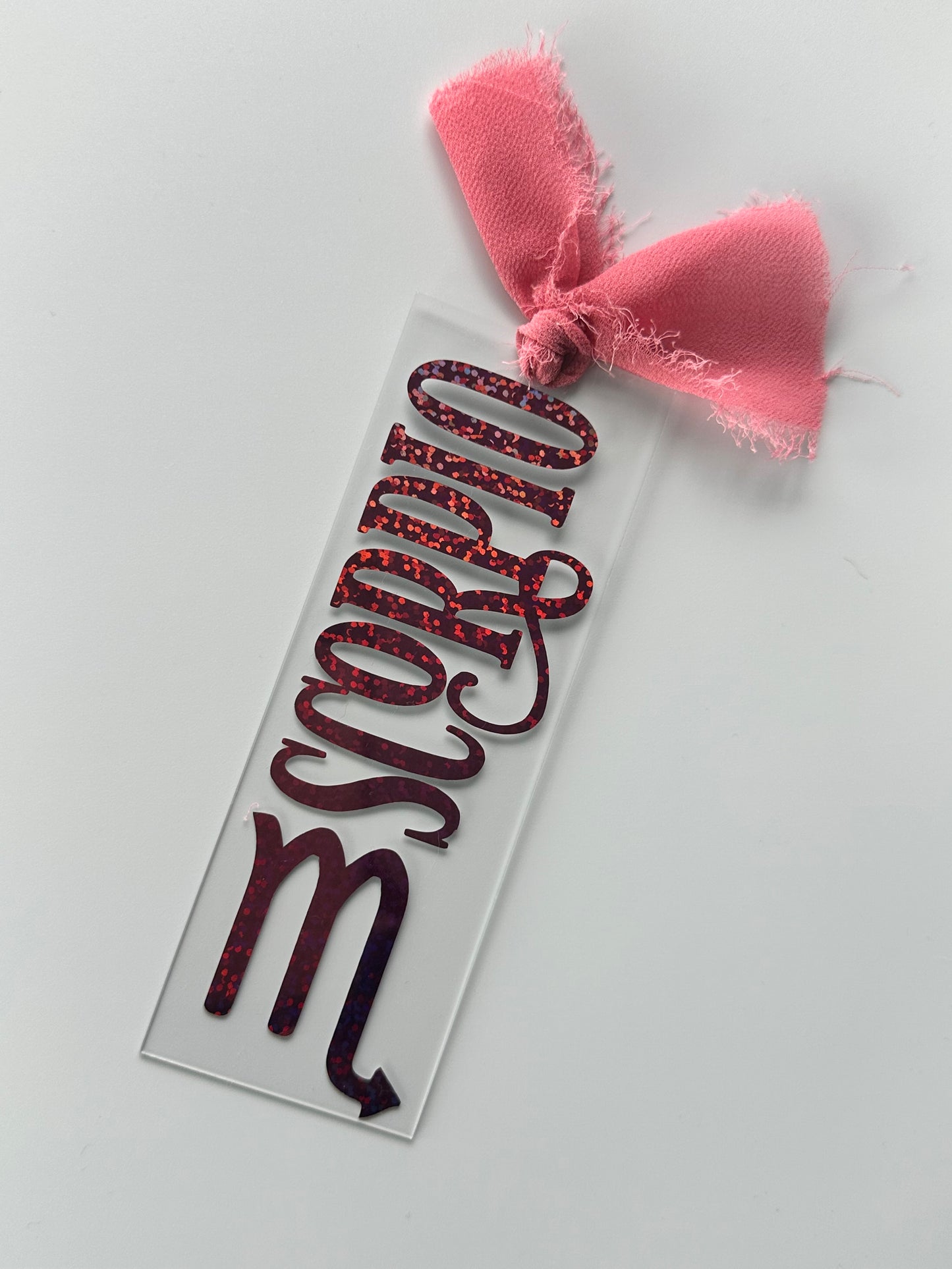 Zodiac - Scorpio - Acrylic Bookmark (Pink Holographic Glitter)