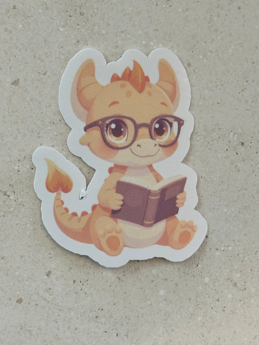 Cute Reading Dragon - Sticker