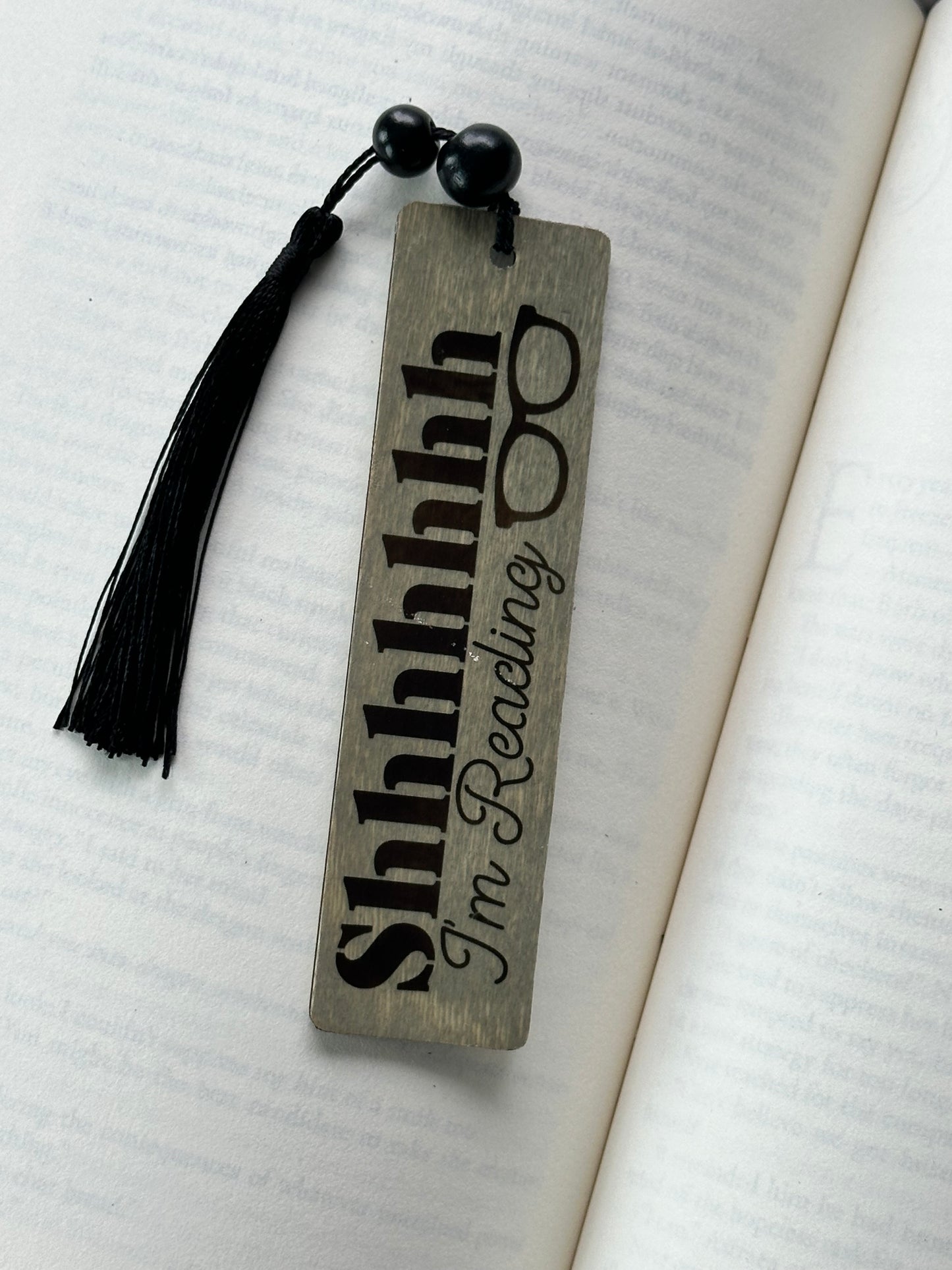 Shhhhhhh I’m Reading - Wood Bookmark - (Weathered Grey)