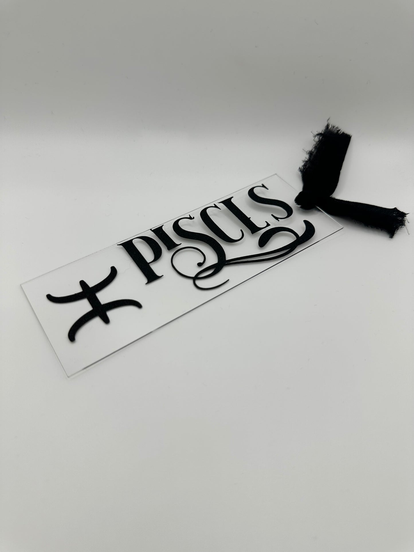 Zodiac - Pisces - Acrylic Bookmark (Black Glitter)