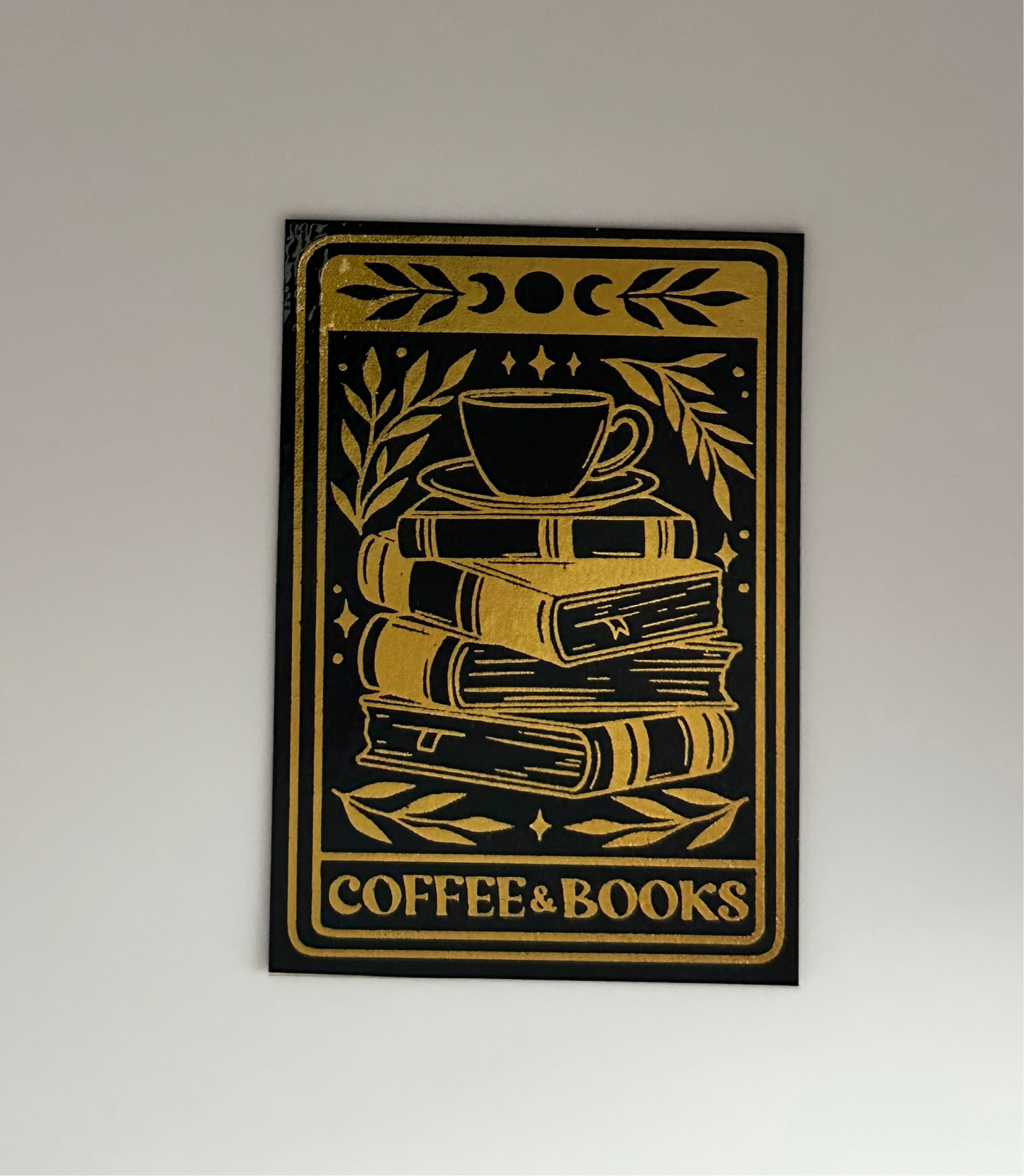 Coffee & Books Tarot Card - Foil Bookmark - (Gold)
