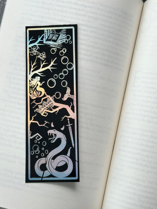 Crown, Branches, Snake - Foil Bookmark - (Silver Holographic)