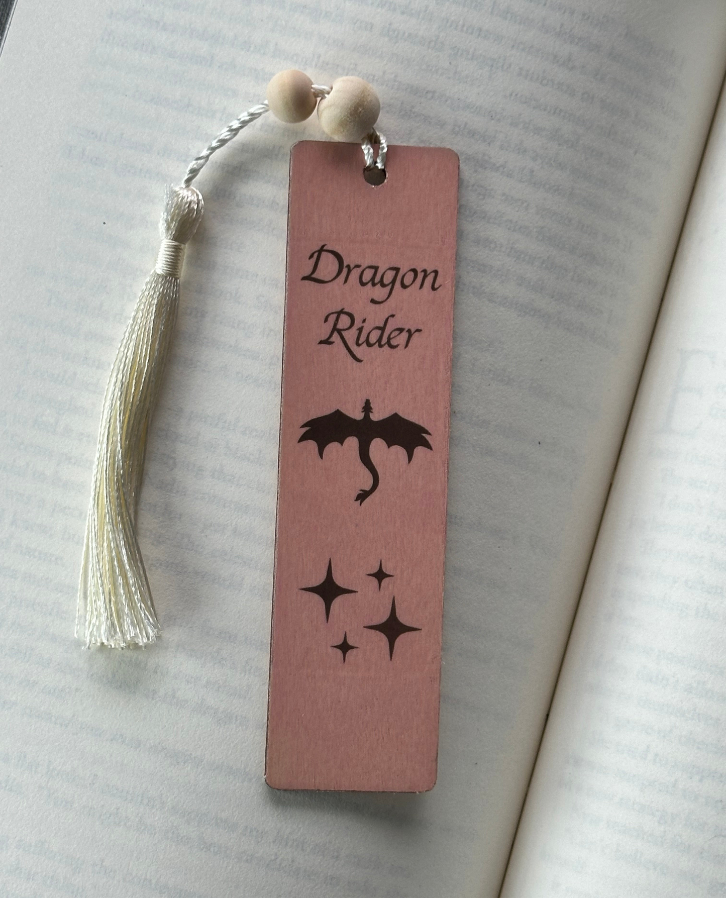 Dragon Rider - Wood Bookmark - (Rose)