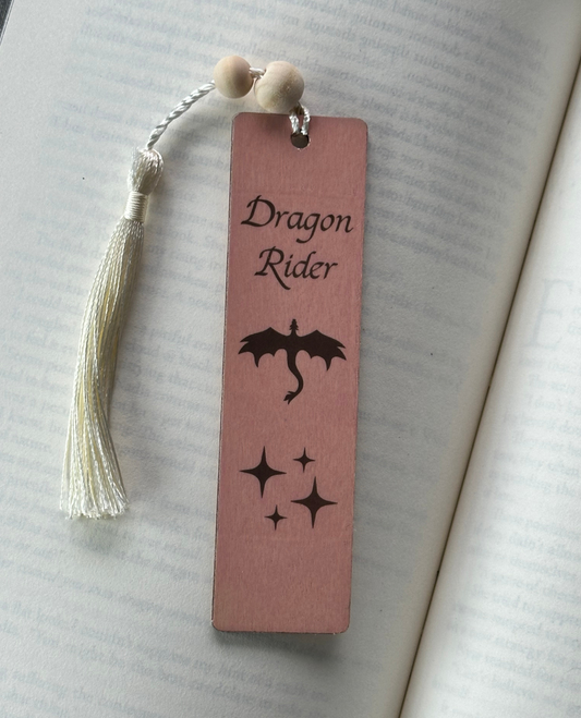 Dragon Rider - Wood Bookmark - (Rose)