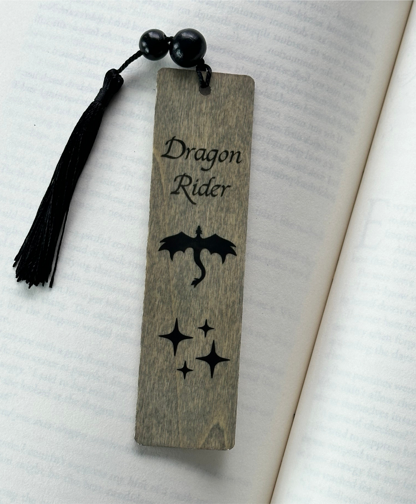 Dragon Rider - Wood Bookmark - (Weathered Grey)