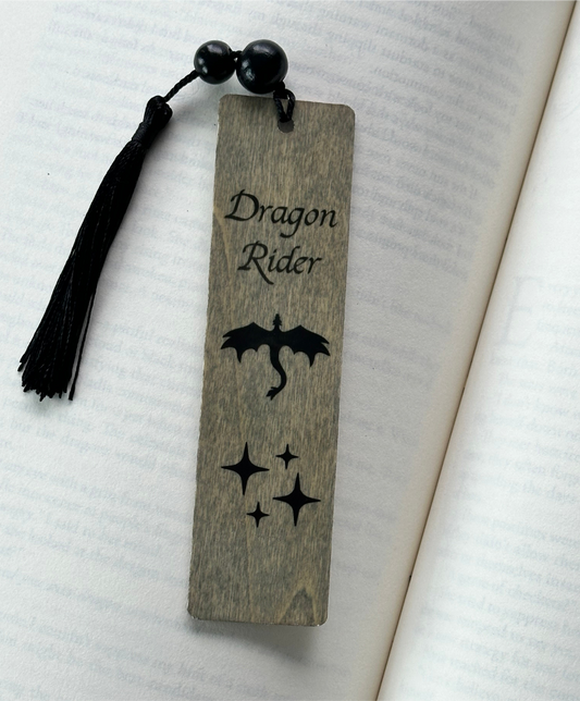Dragon Rider - Wood Bookmark - (Weathered Grey)
