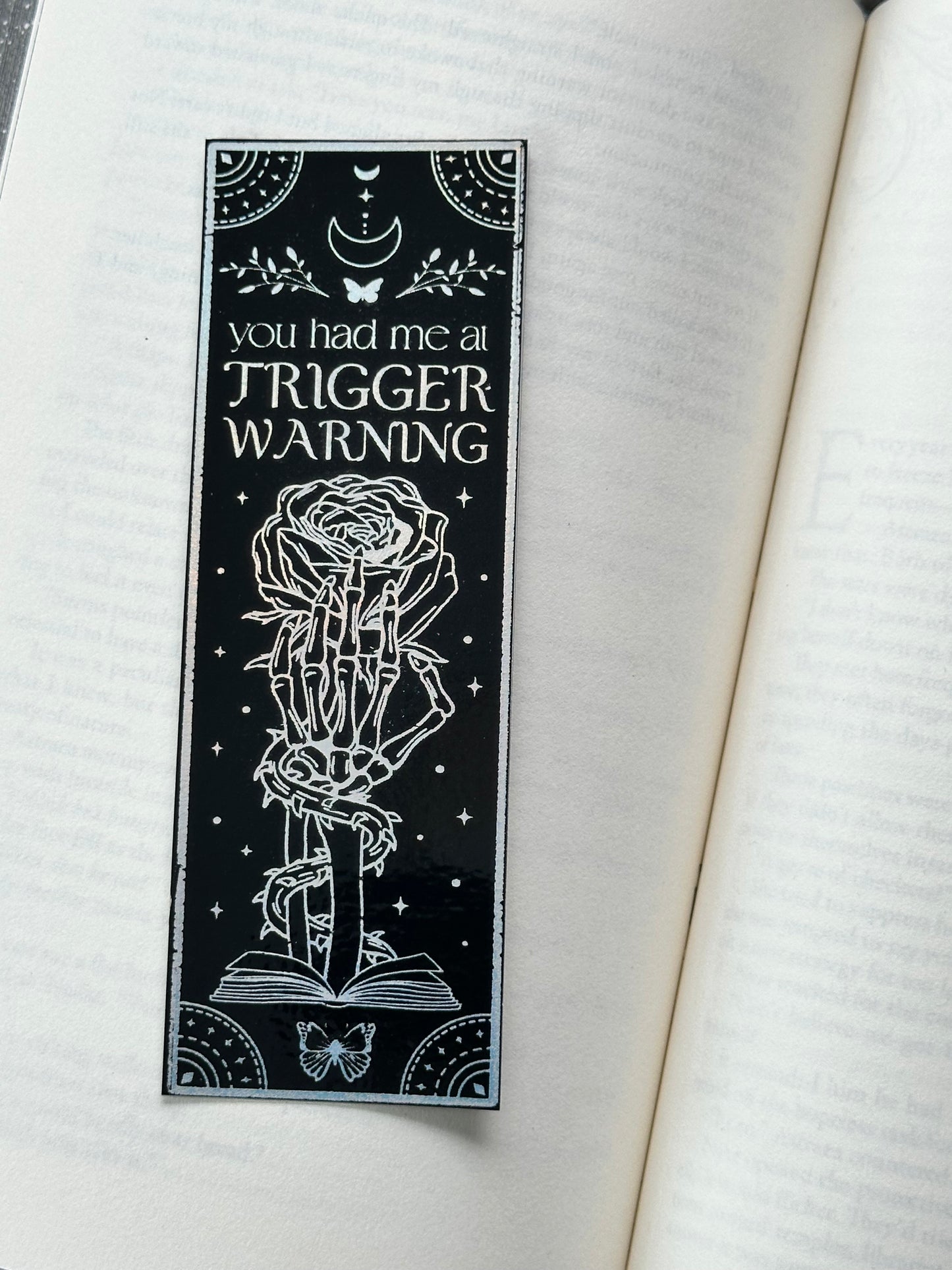 Trigger Warning - Foil Bookmark - (Silver Holographic)