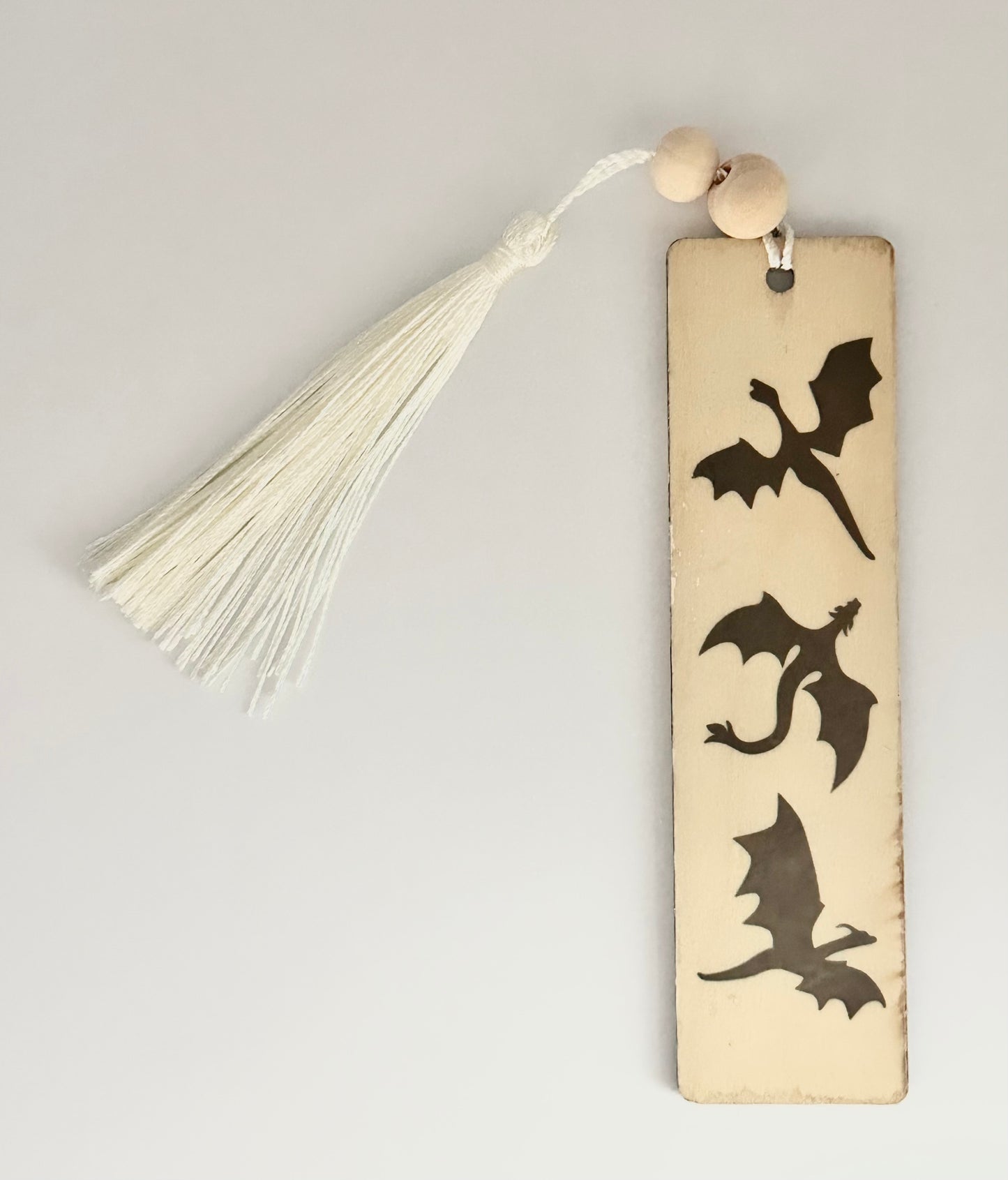 Dragons - Wood Bookmark - (Linen)
