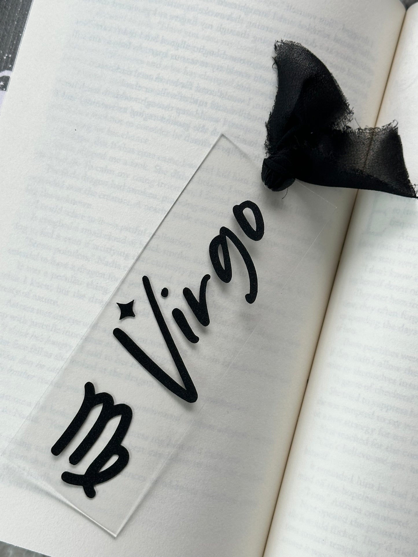 Zodiac - Virgo - Acrylic Bookmark (Black Glitter)