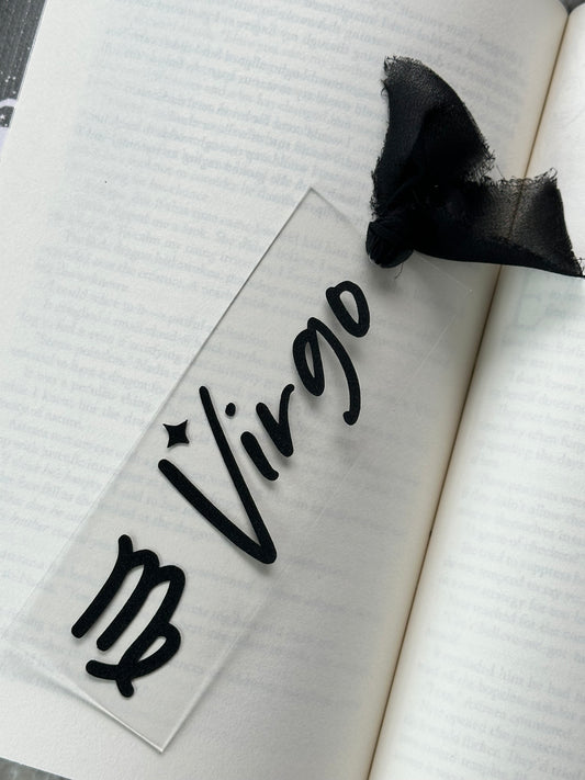 Zodiac - Virgo - Acrylic Bookmark (Black Glitter)